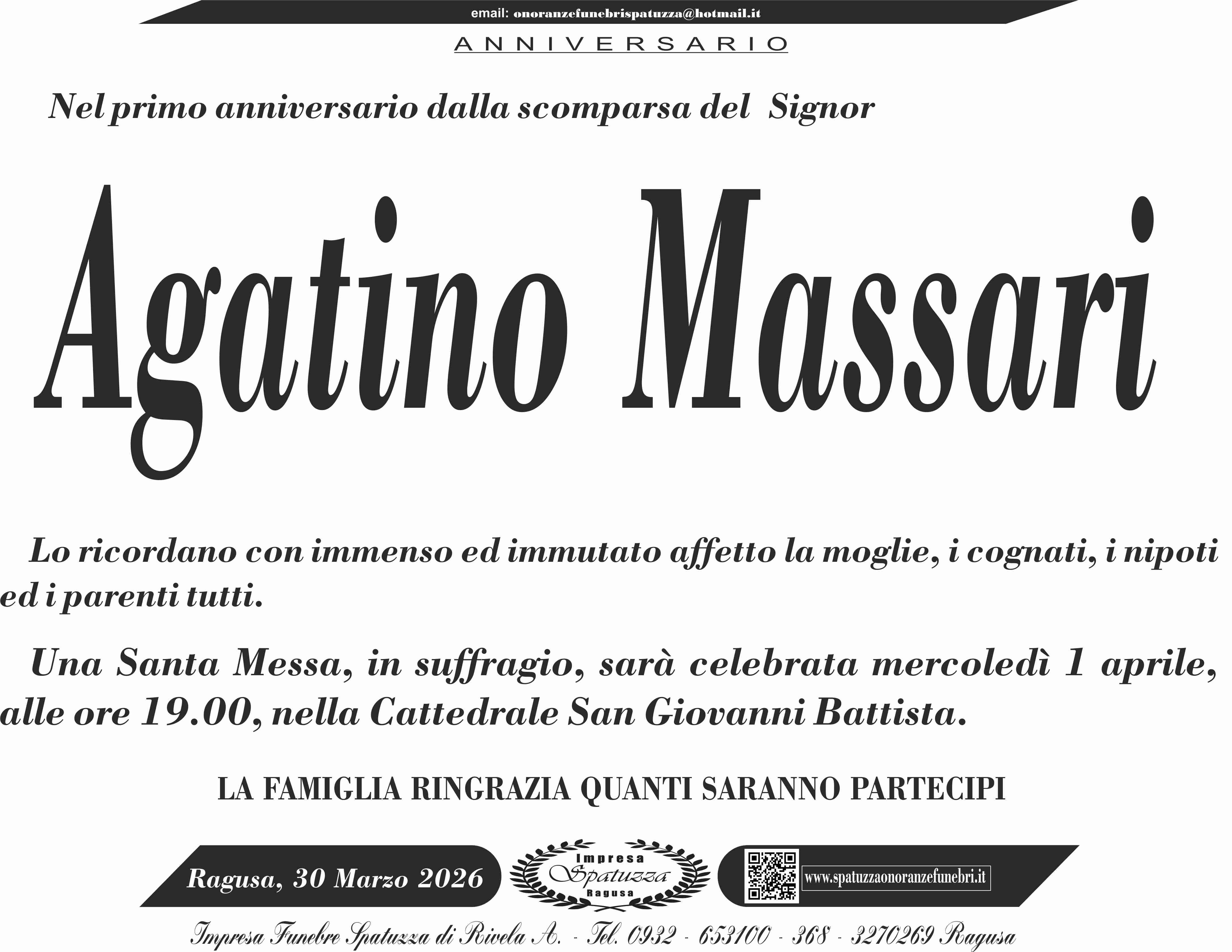 Anniversario: Agatino Massari