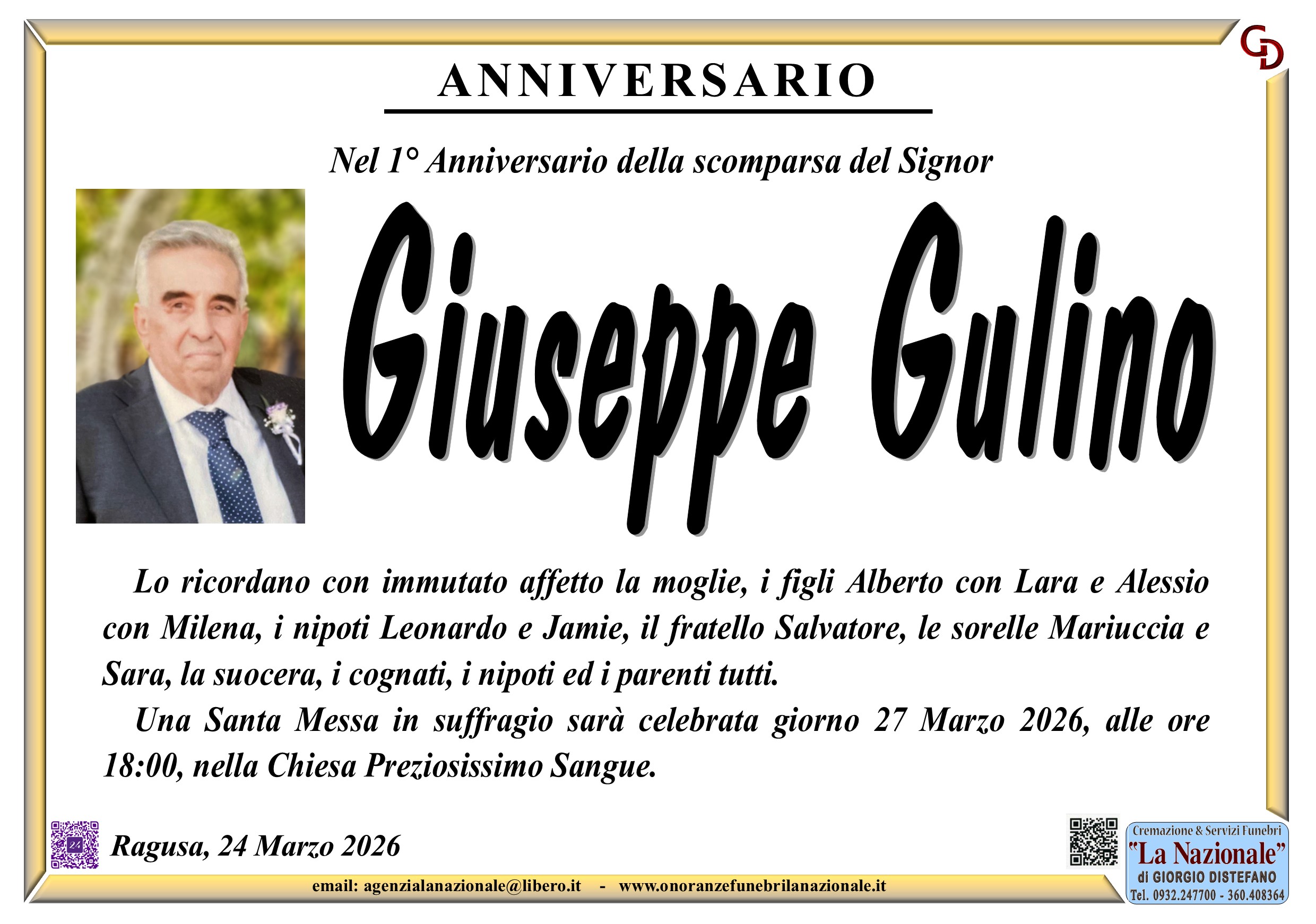 Anniversario: Giuseppe Gulino