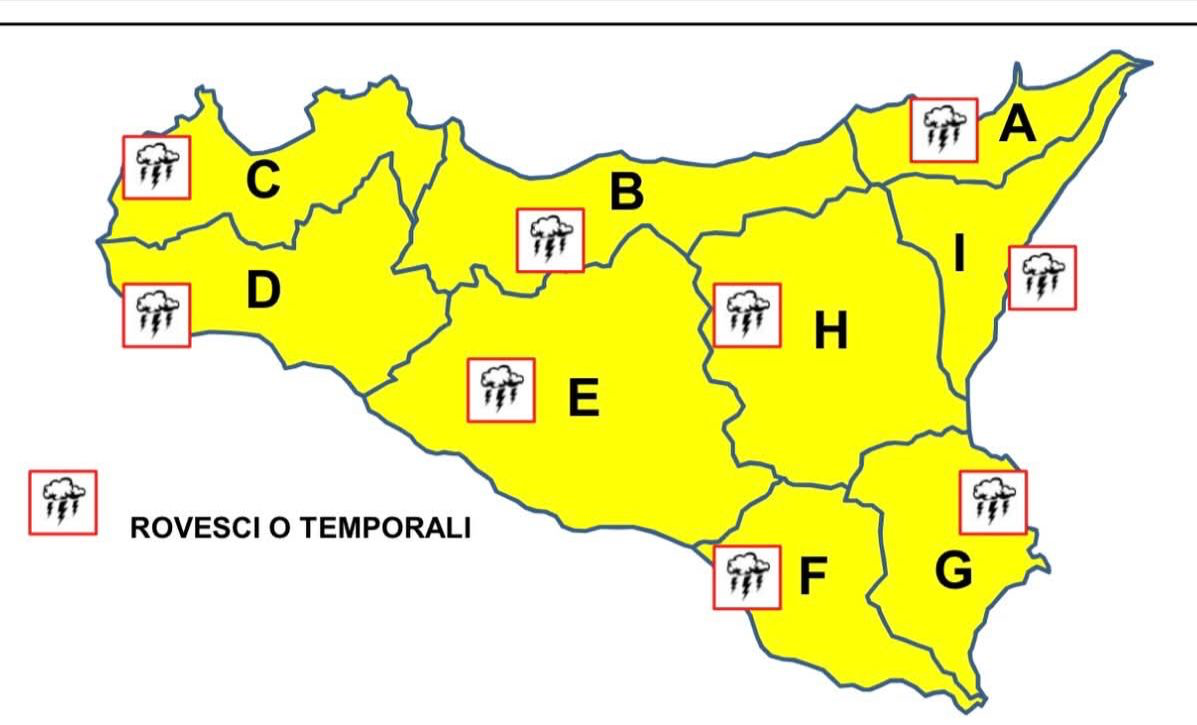 Allerta gialla in tutta la Sicilia fino a mezzanotte