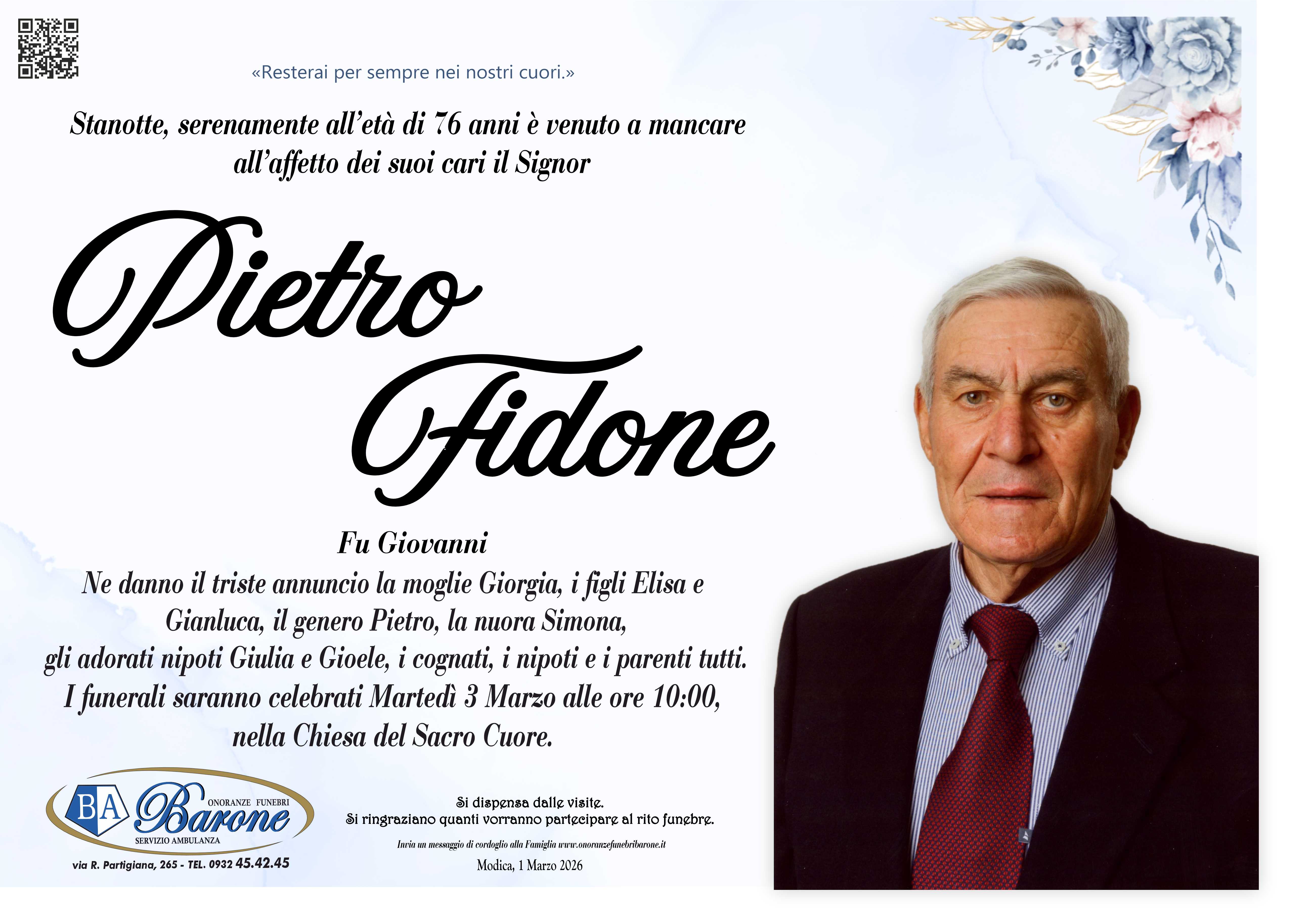 Necrologi: Pietro Fidone