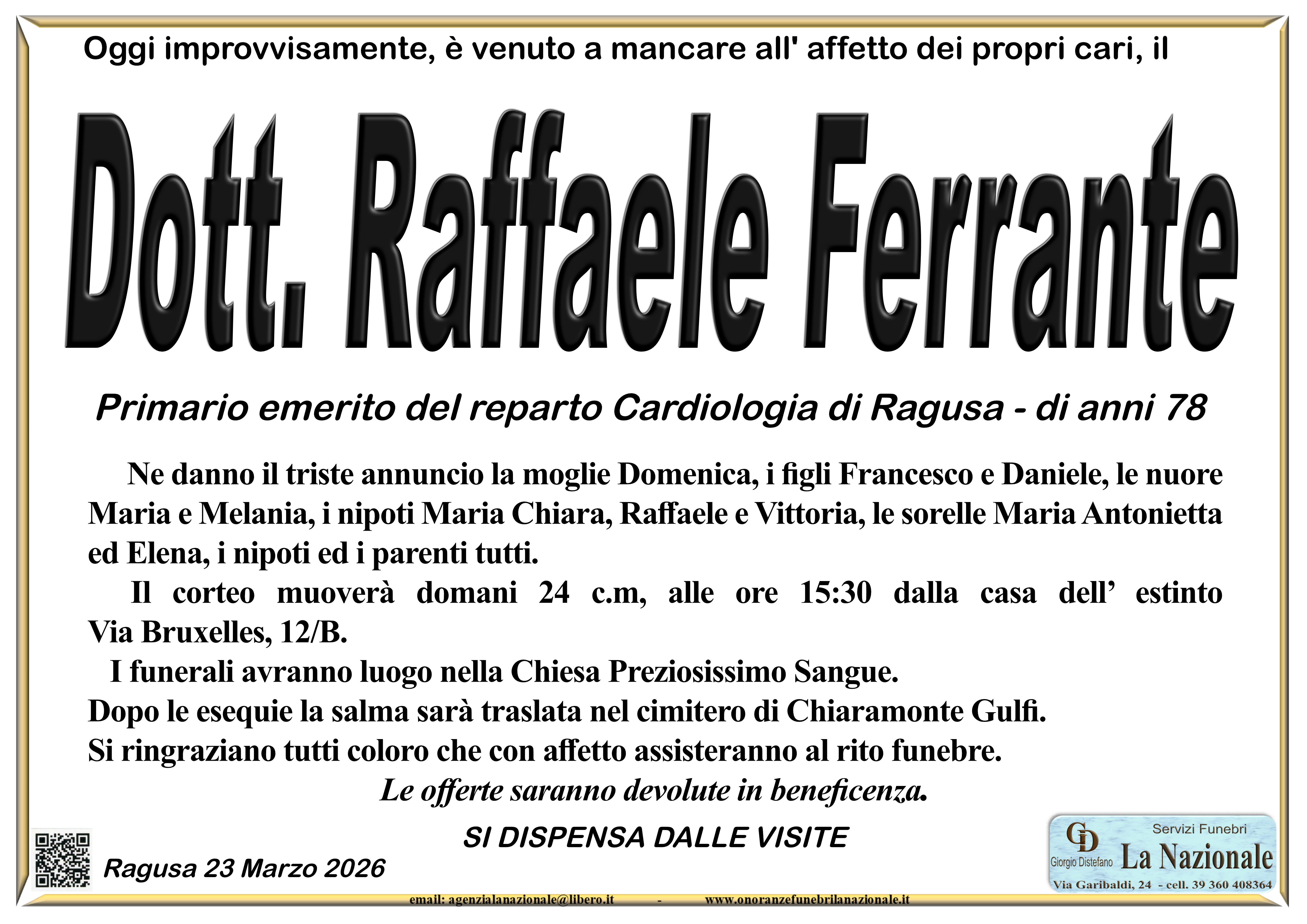 Necrologi: Raffaele Ferrante