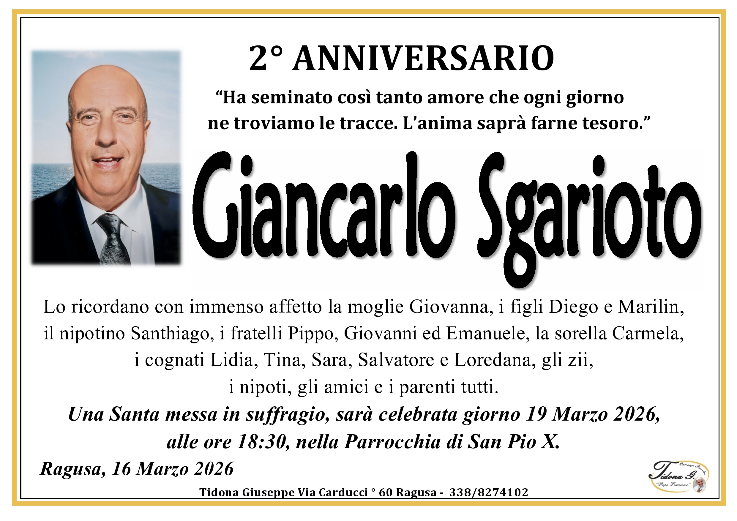 Anniversario: Giancarlo Sgarioto