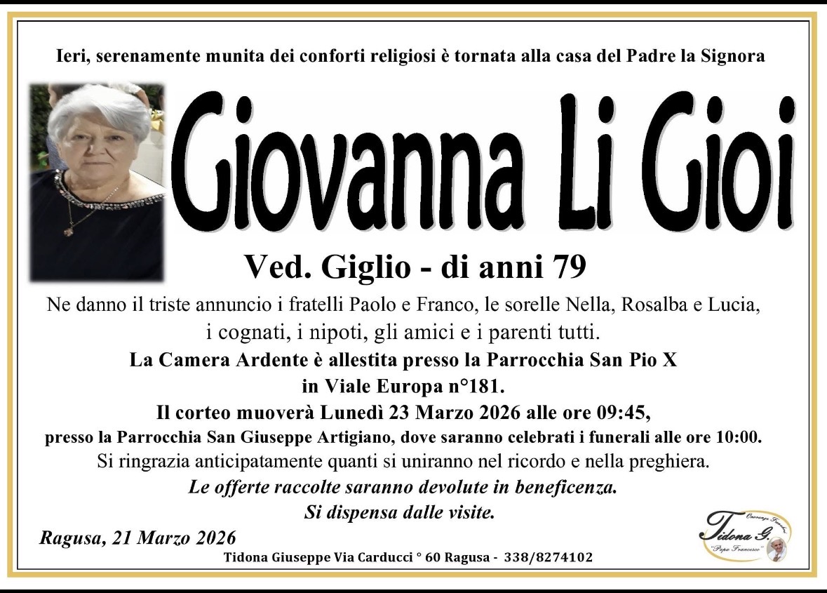 Necrologi: Giovanna Li Gioi