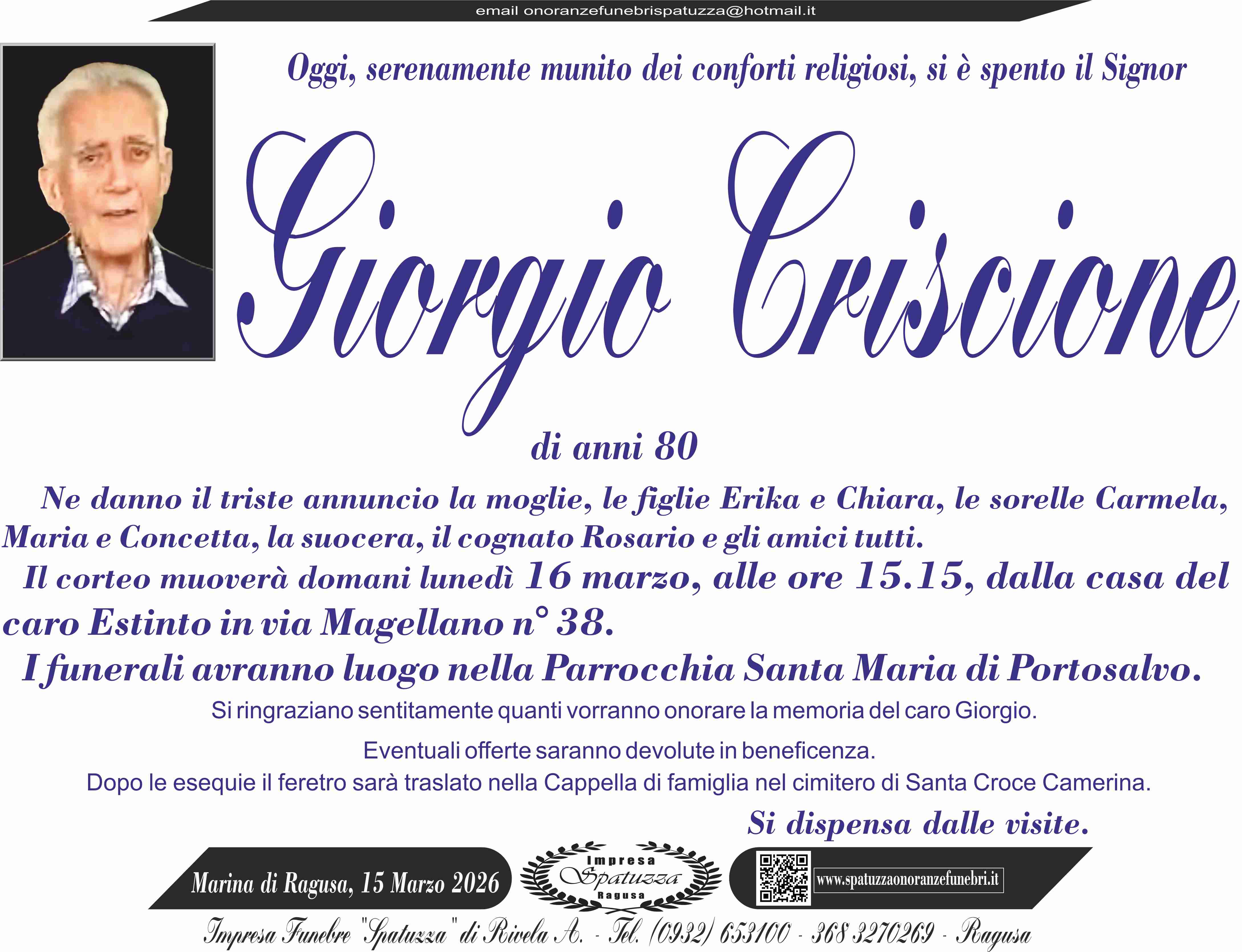 Necrologi: Giorgio Criscione