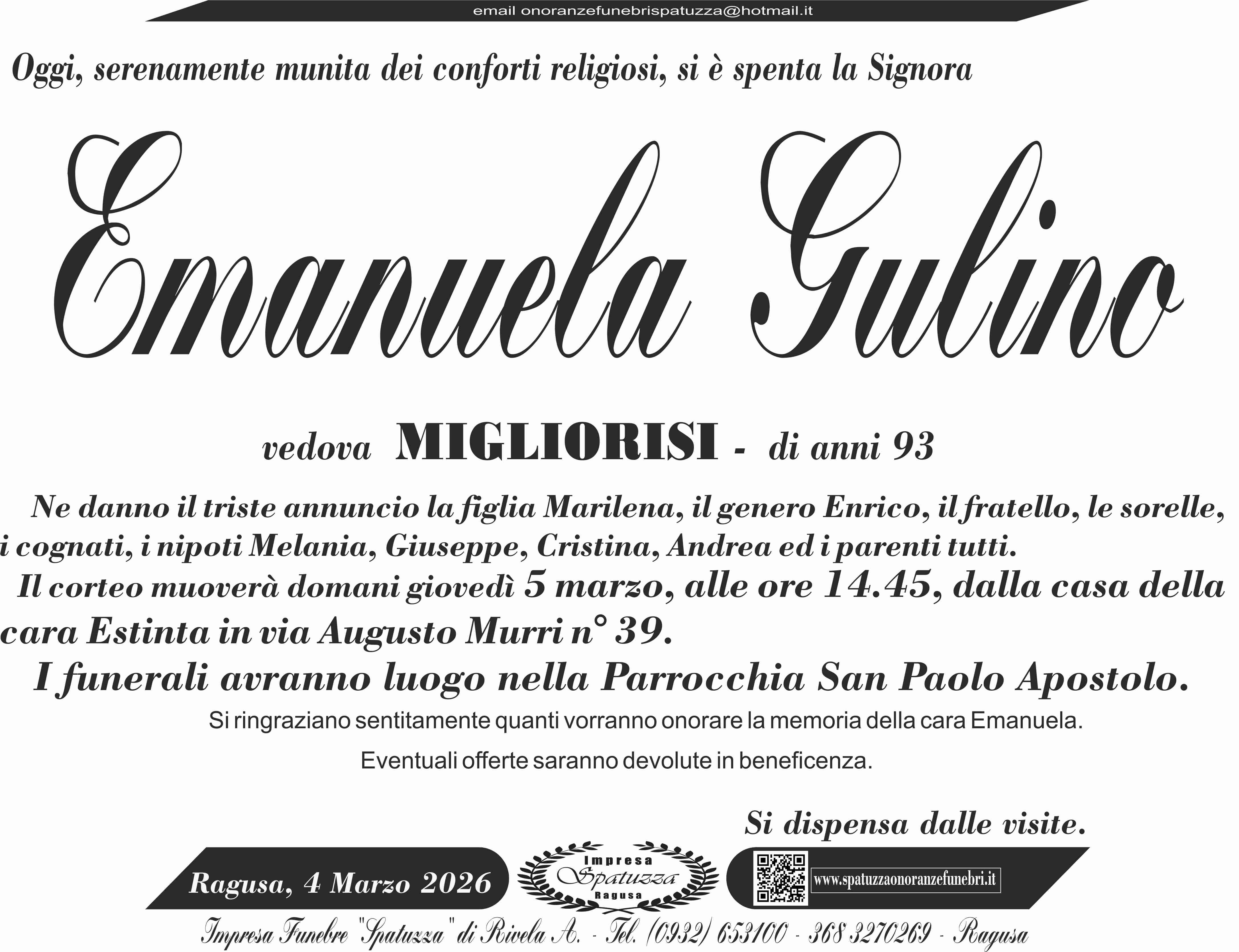 Necrologi: Emanuela Gulino