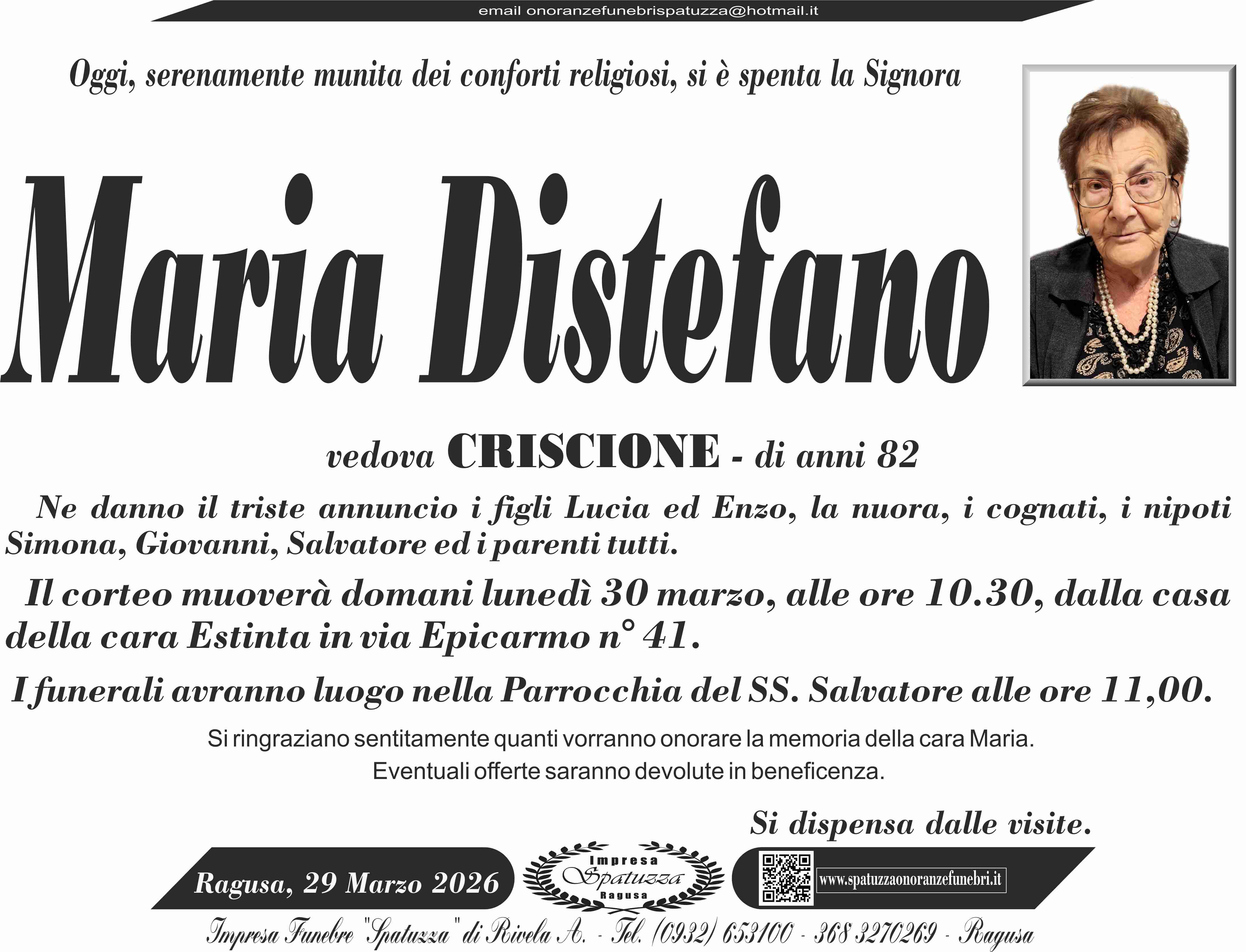 Necrologi: Maria Distefano