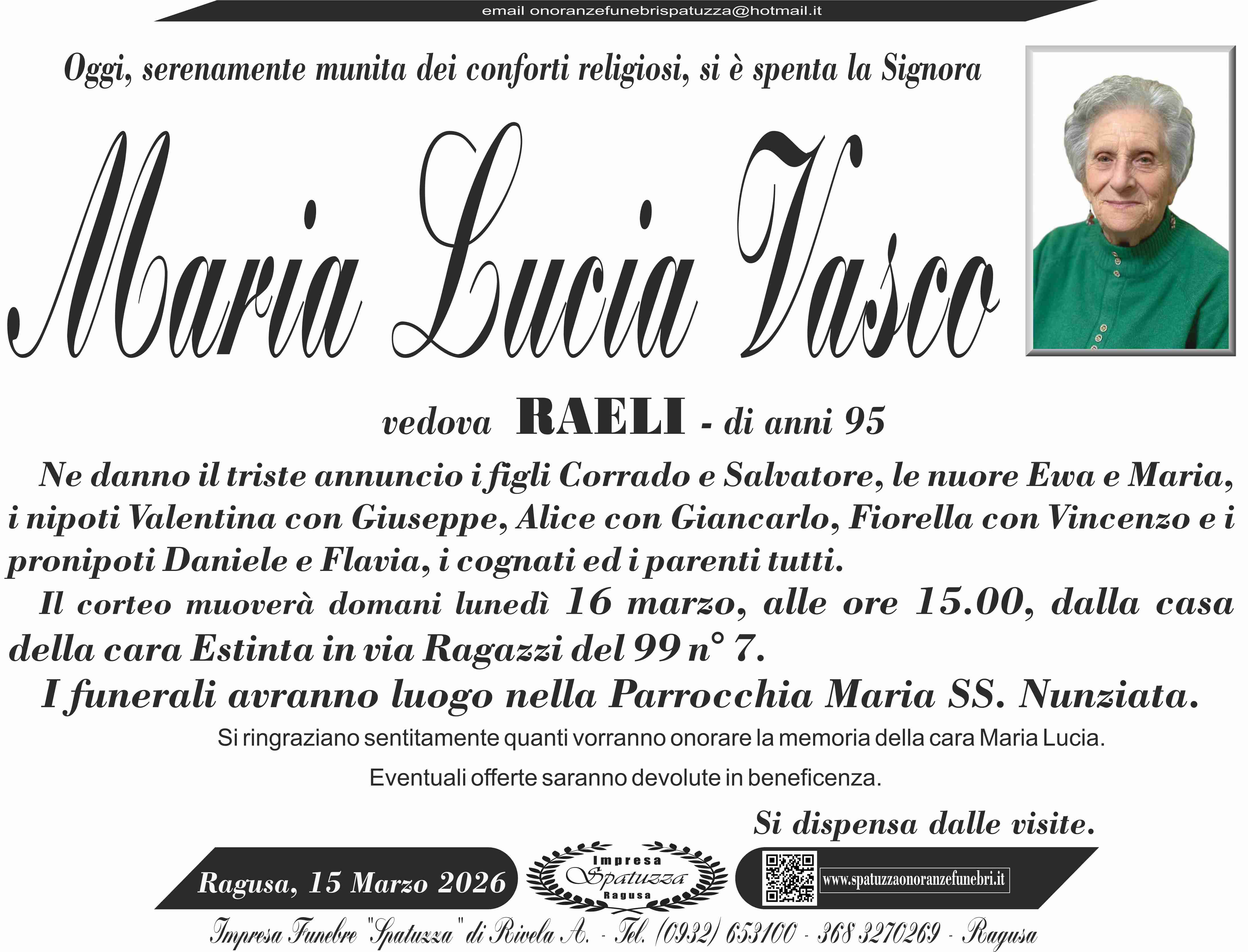 Necrologi: Maria Lucia Vasco