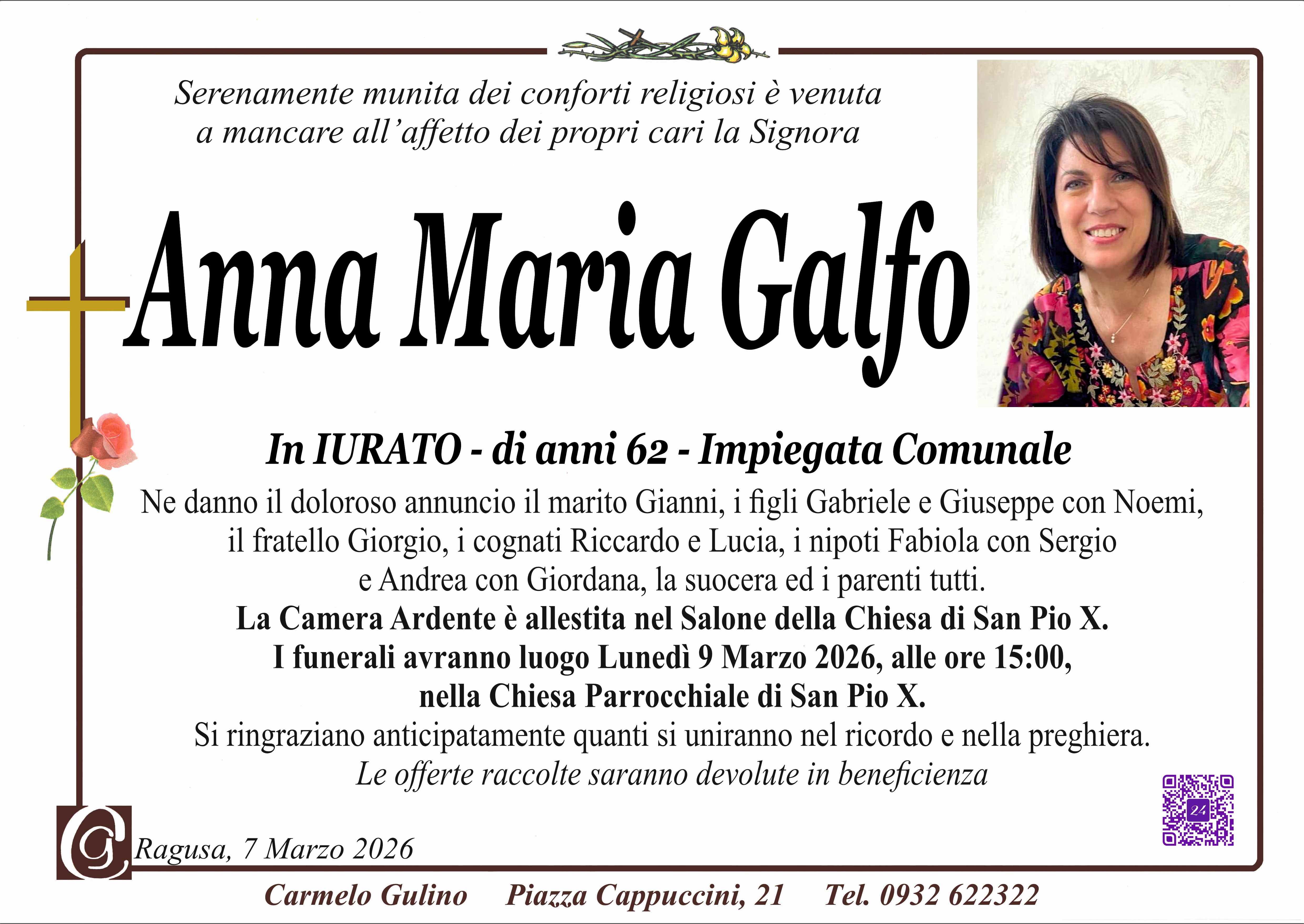Necrologi: Anna Maria Galfo