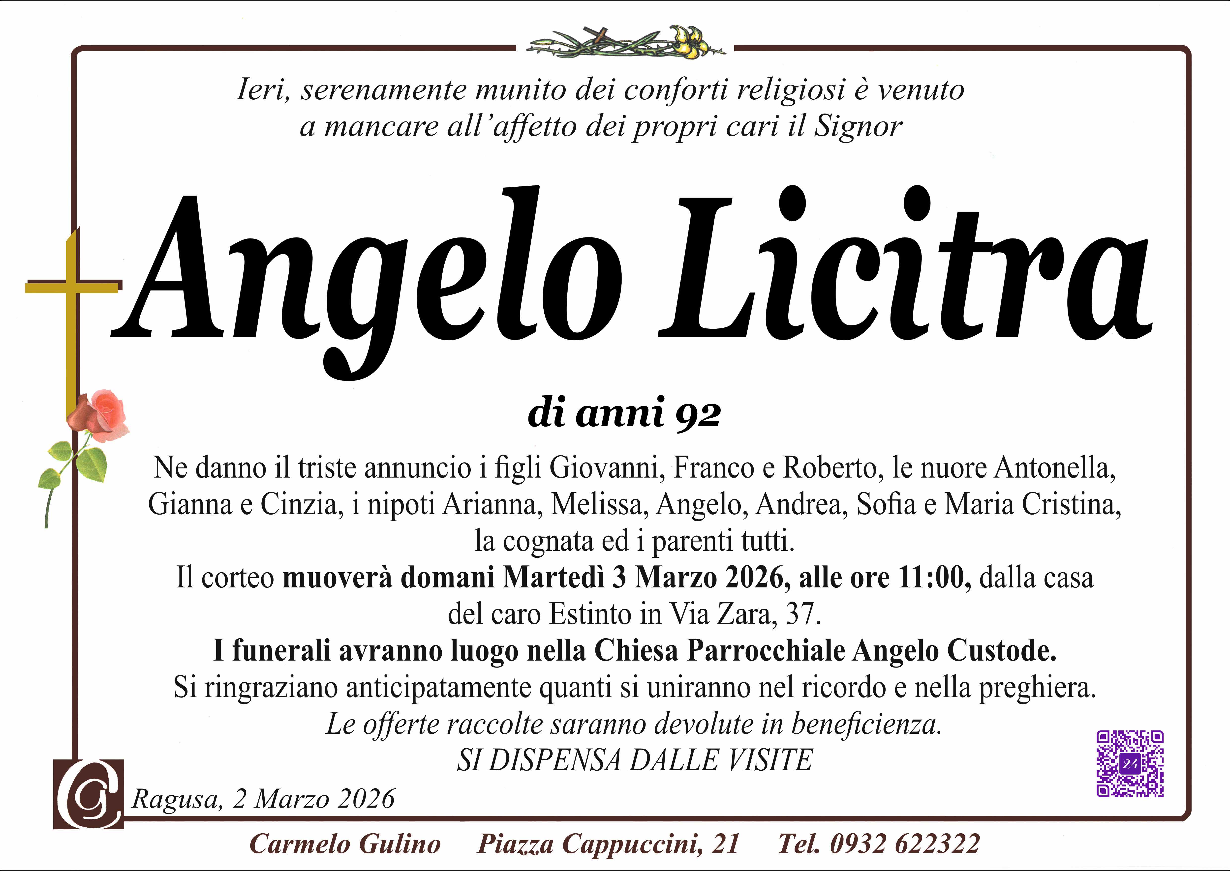 Necrologi: Angelo Licitra