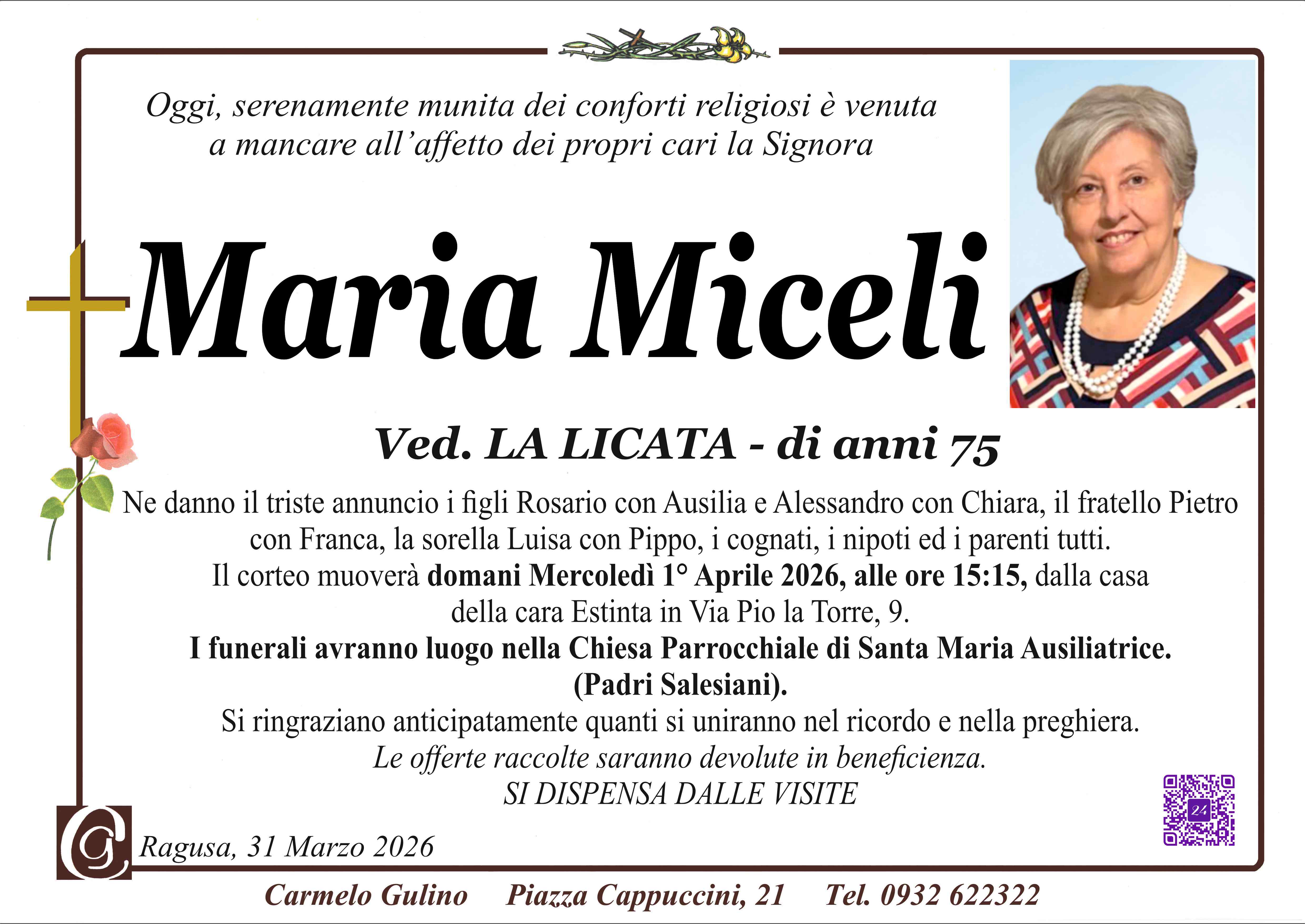 Necrologi: Maria Miceli