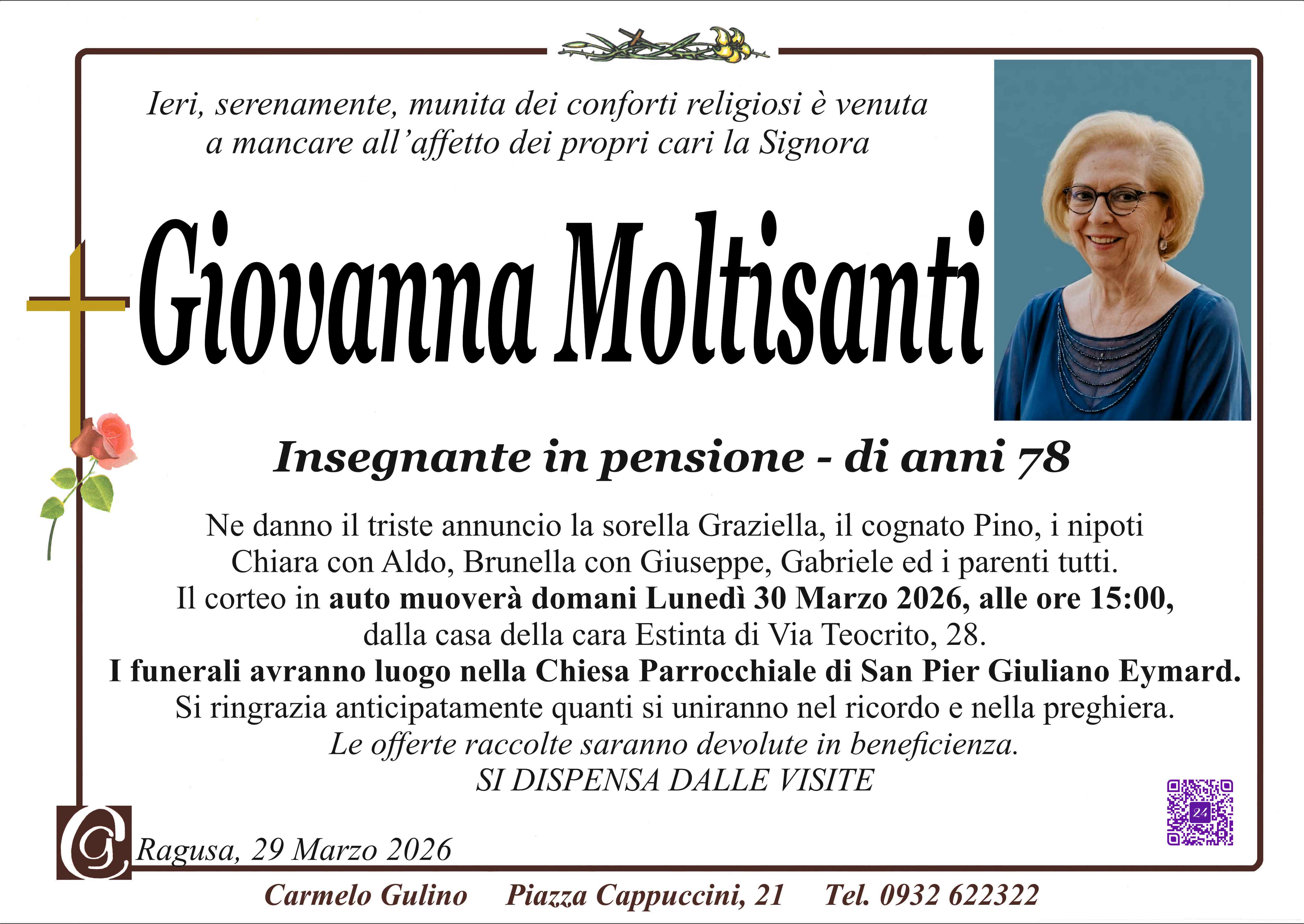Necrologi: Giovanna Moltisanti