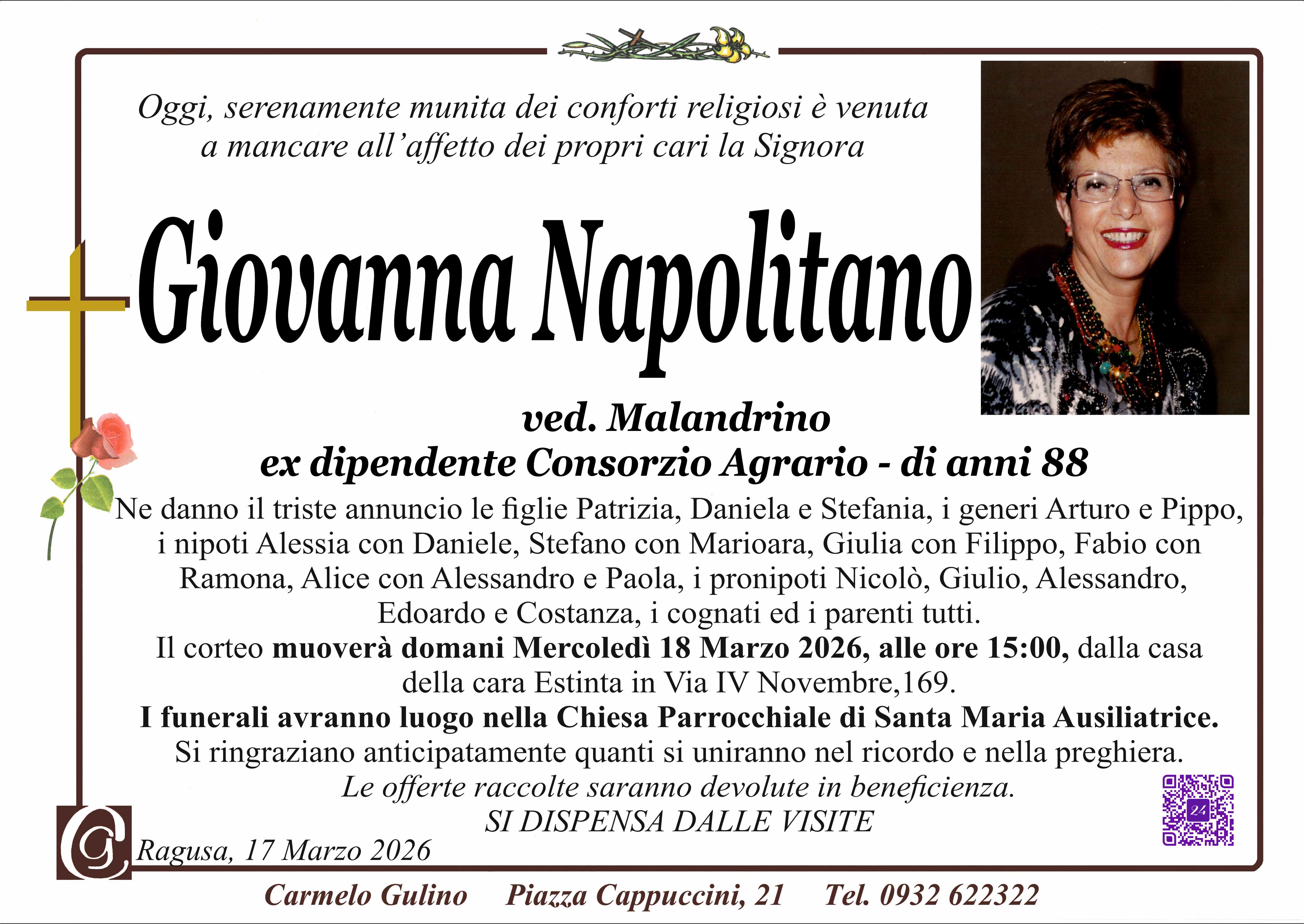 Necrologi: Giovanna Napolitano