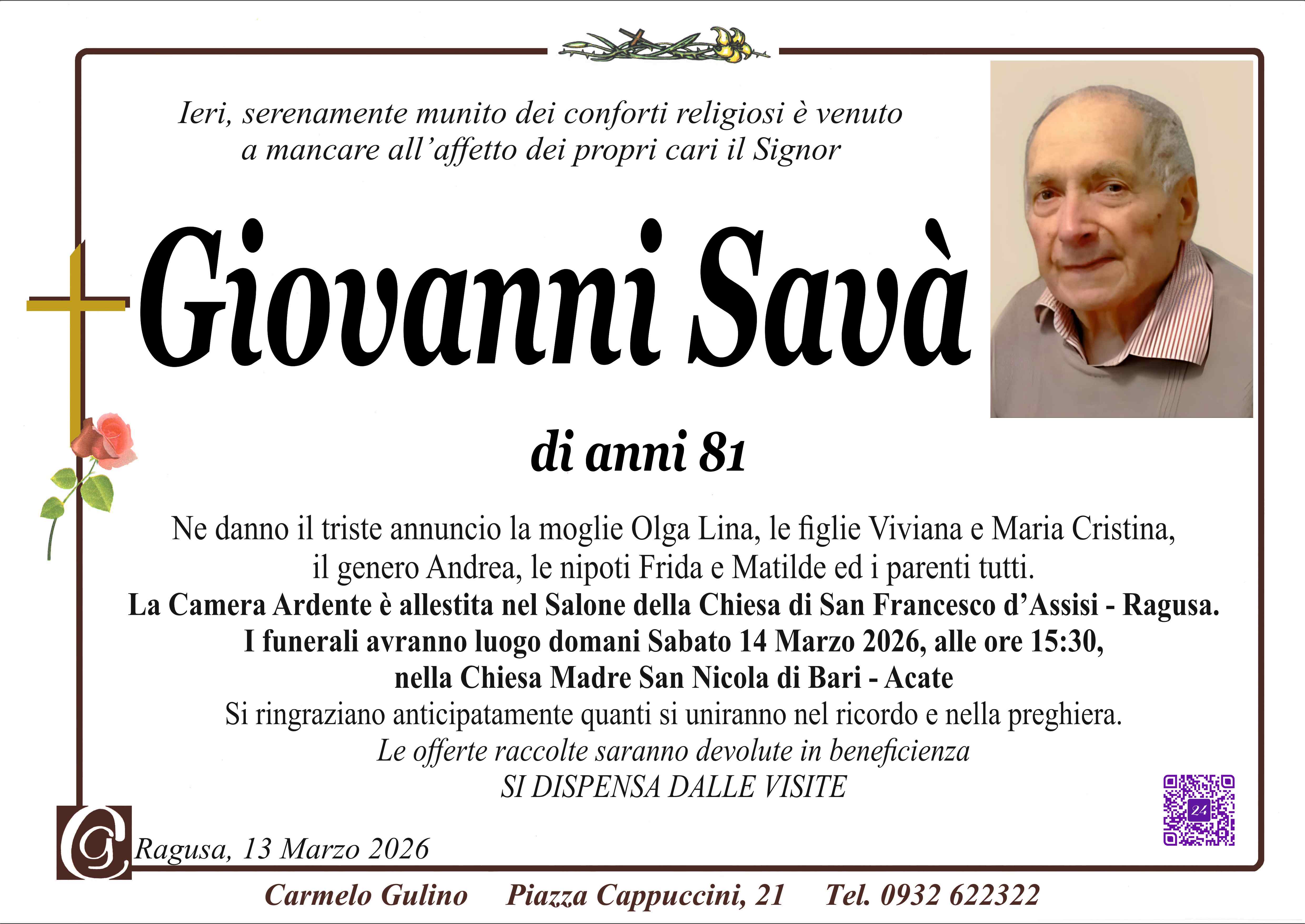 Necrologi: Giovanni Savà