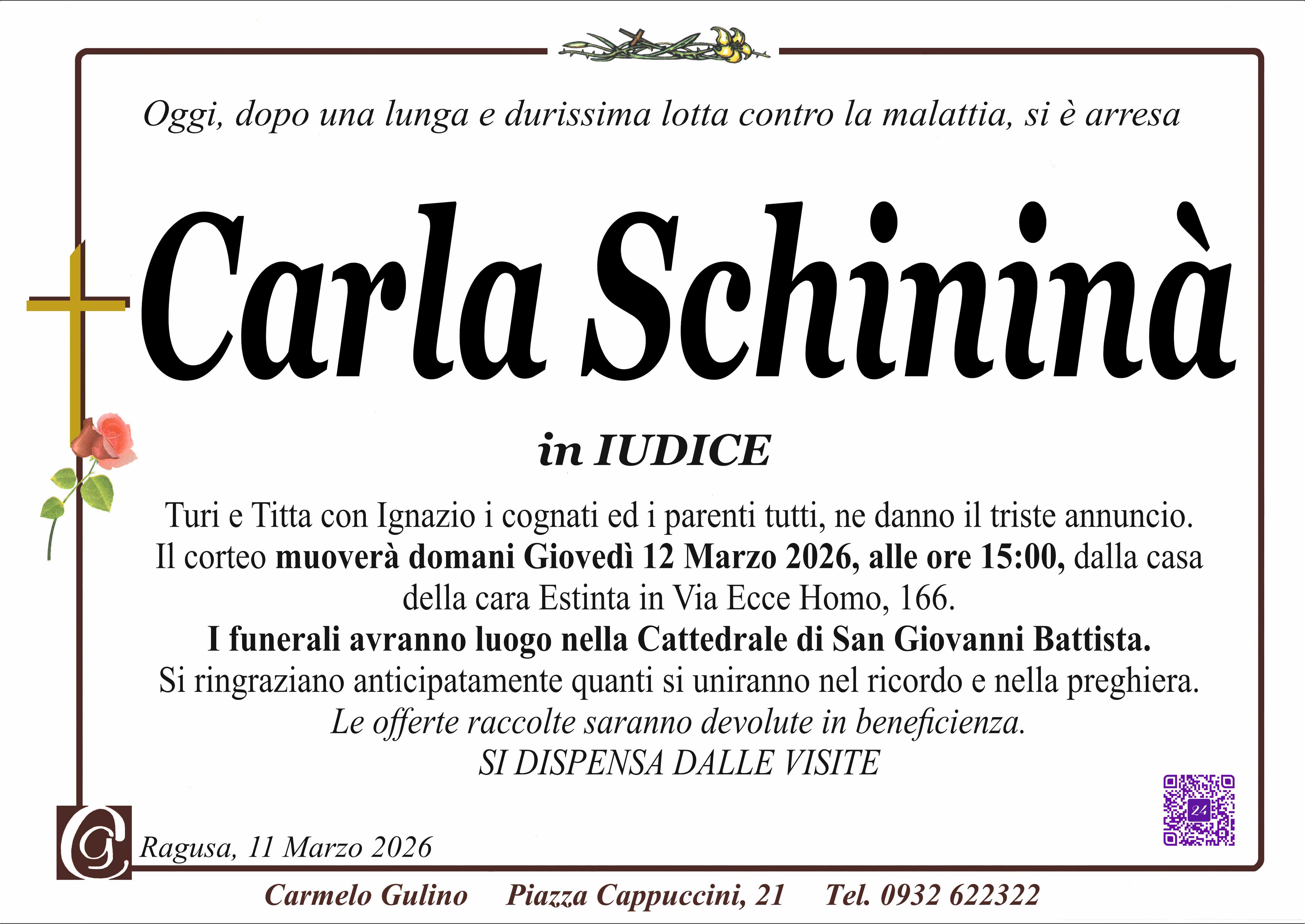 Necrologi: Carla Schininà