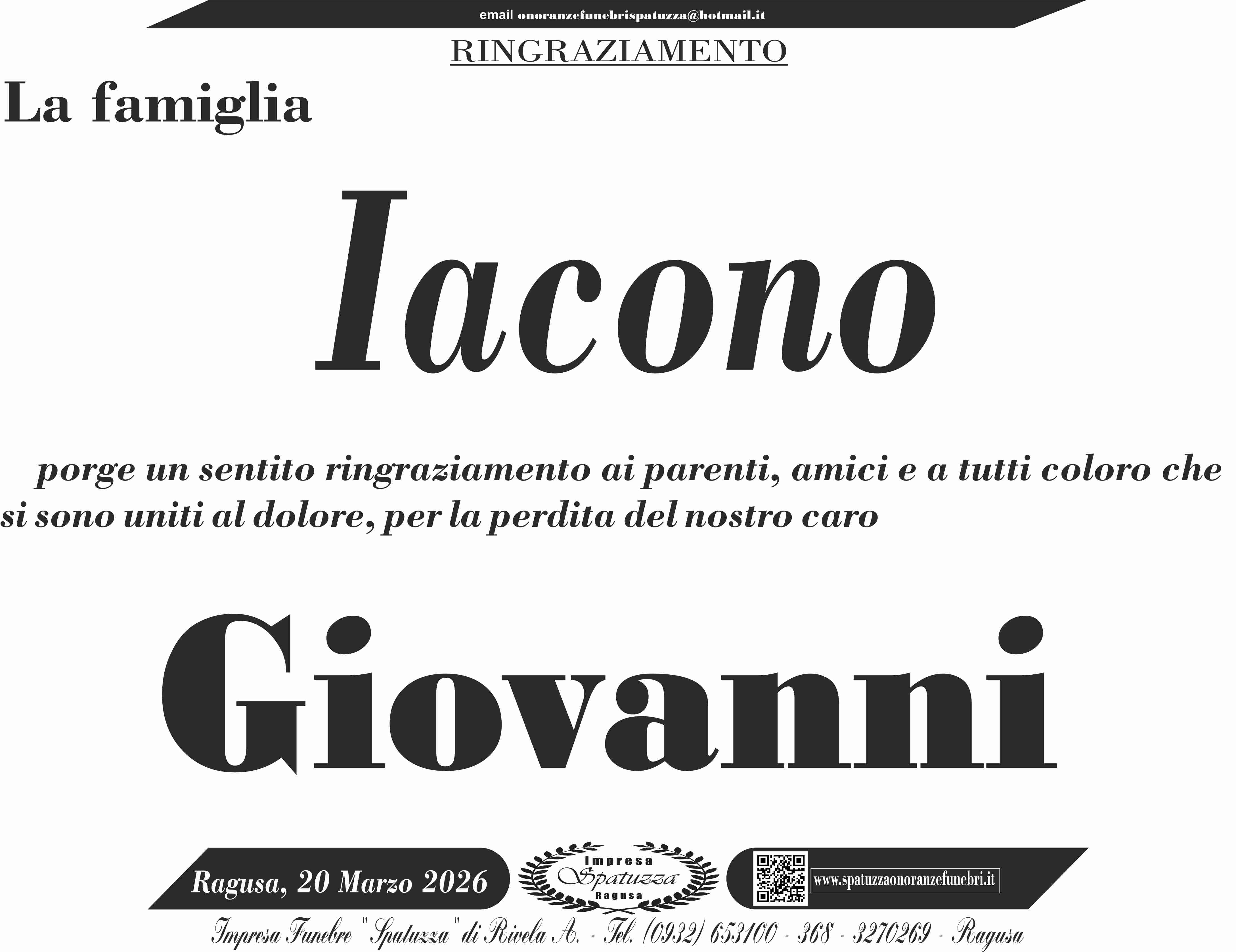 Ringraziamento: famiglia Iacono