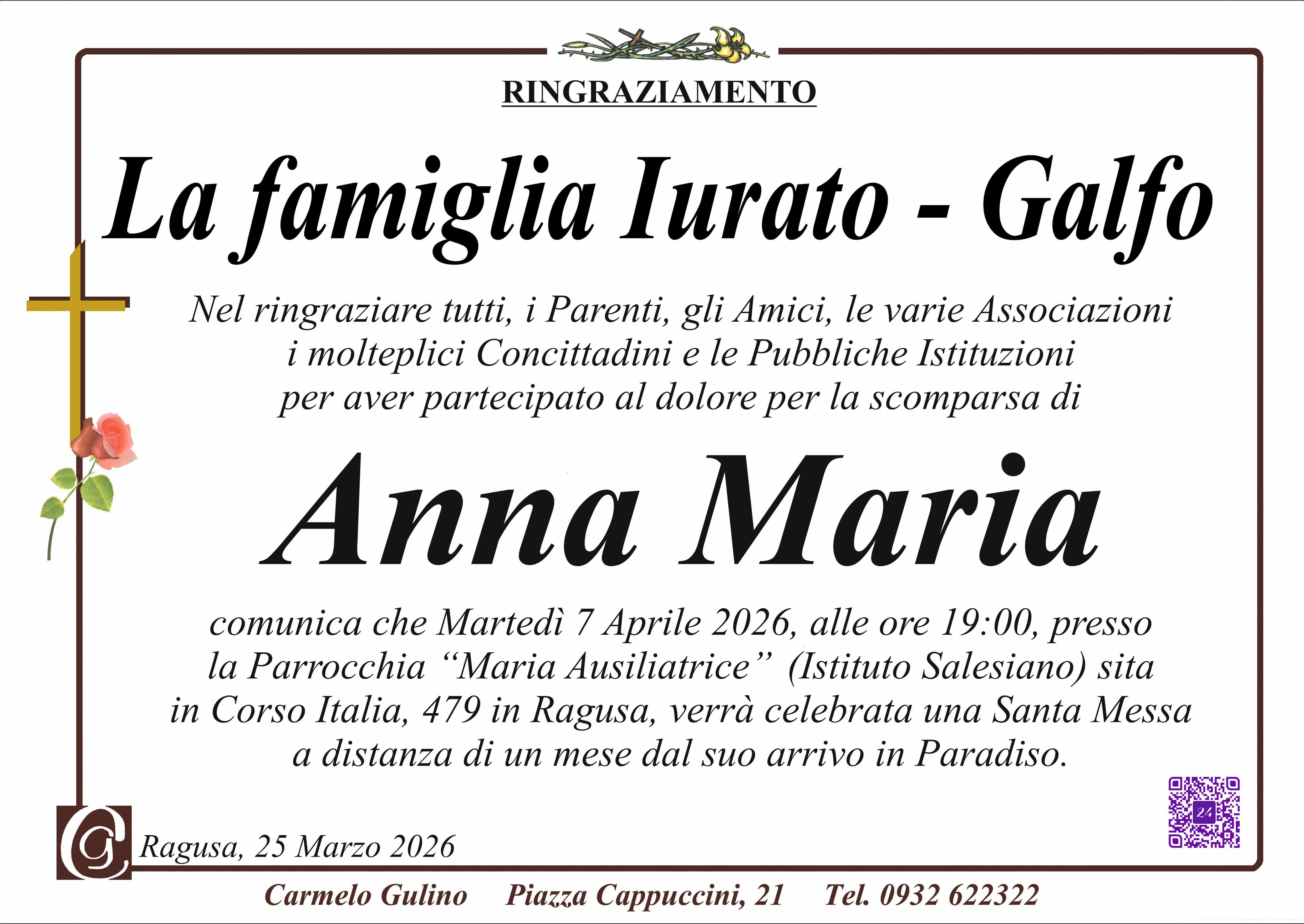 Ringraziamento: famiglia Iurato-Galfo