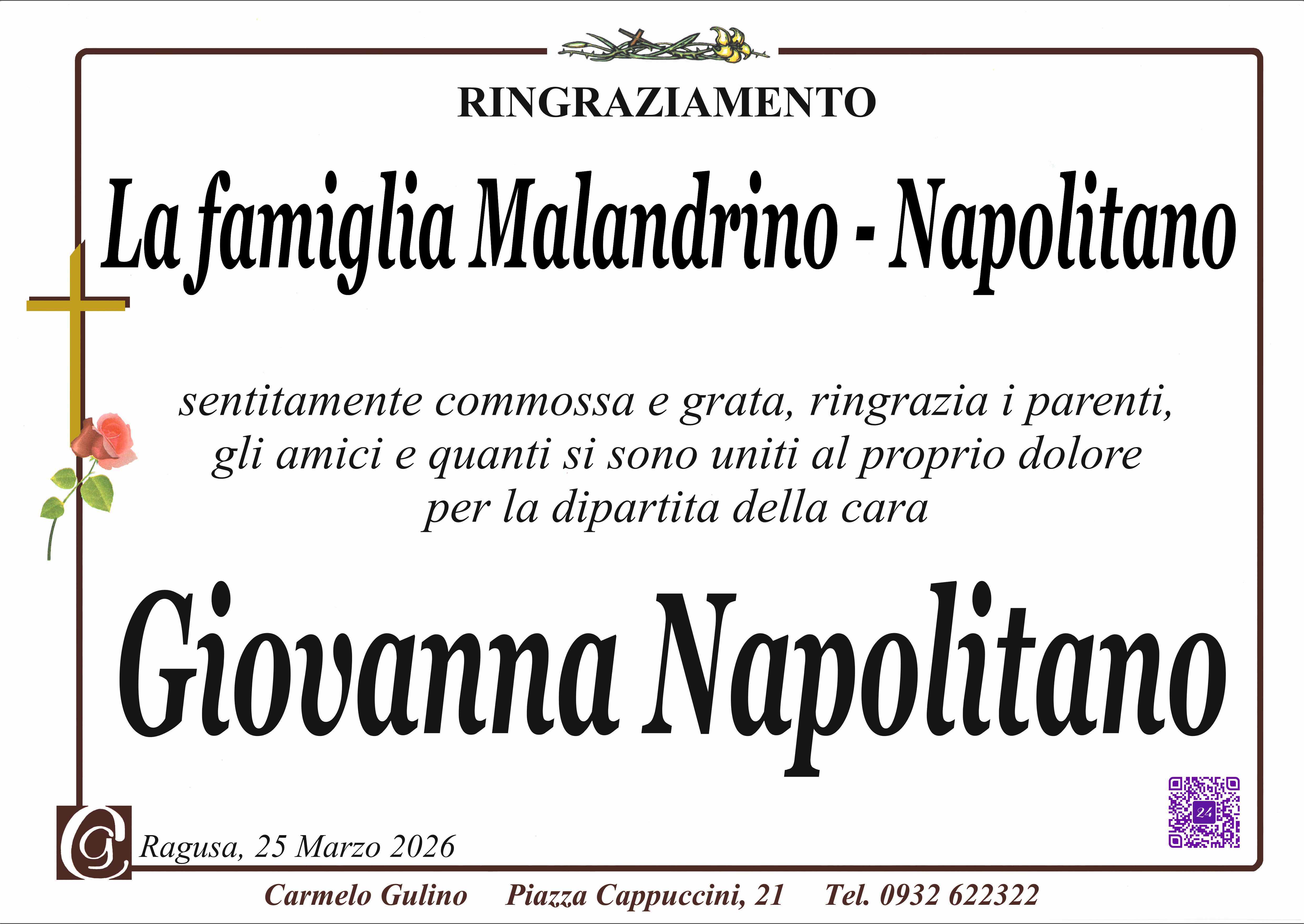 Ringraziamento: famiglia Malandrino-Napolitano