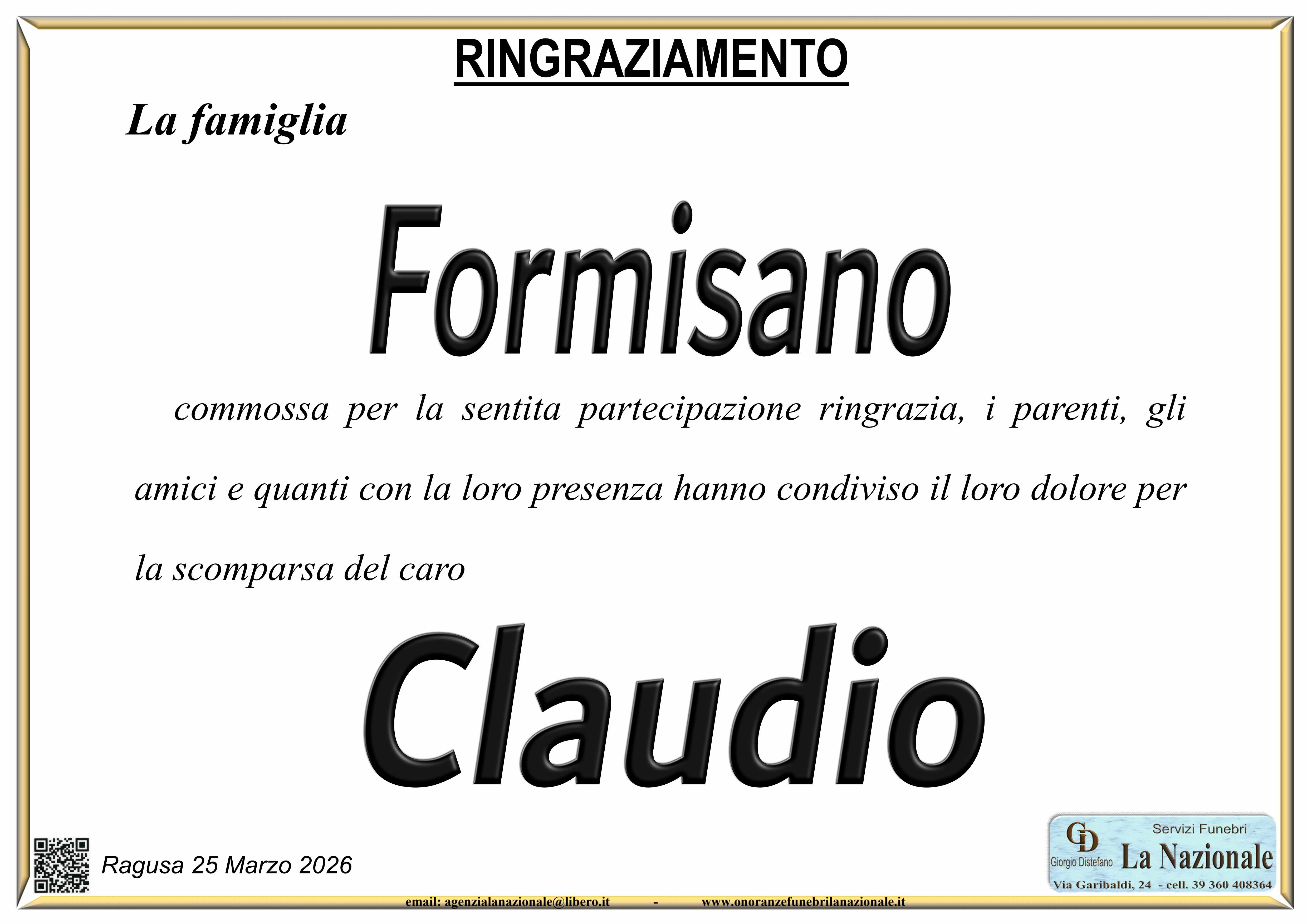 Ringraziamento: famiglia Formisano