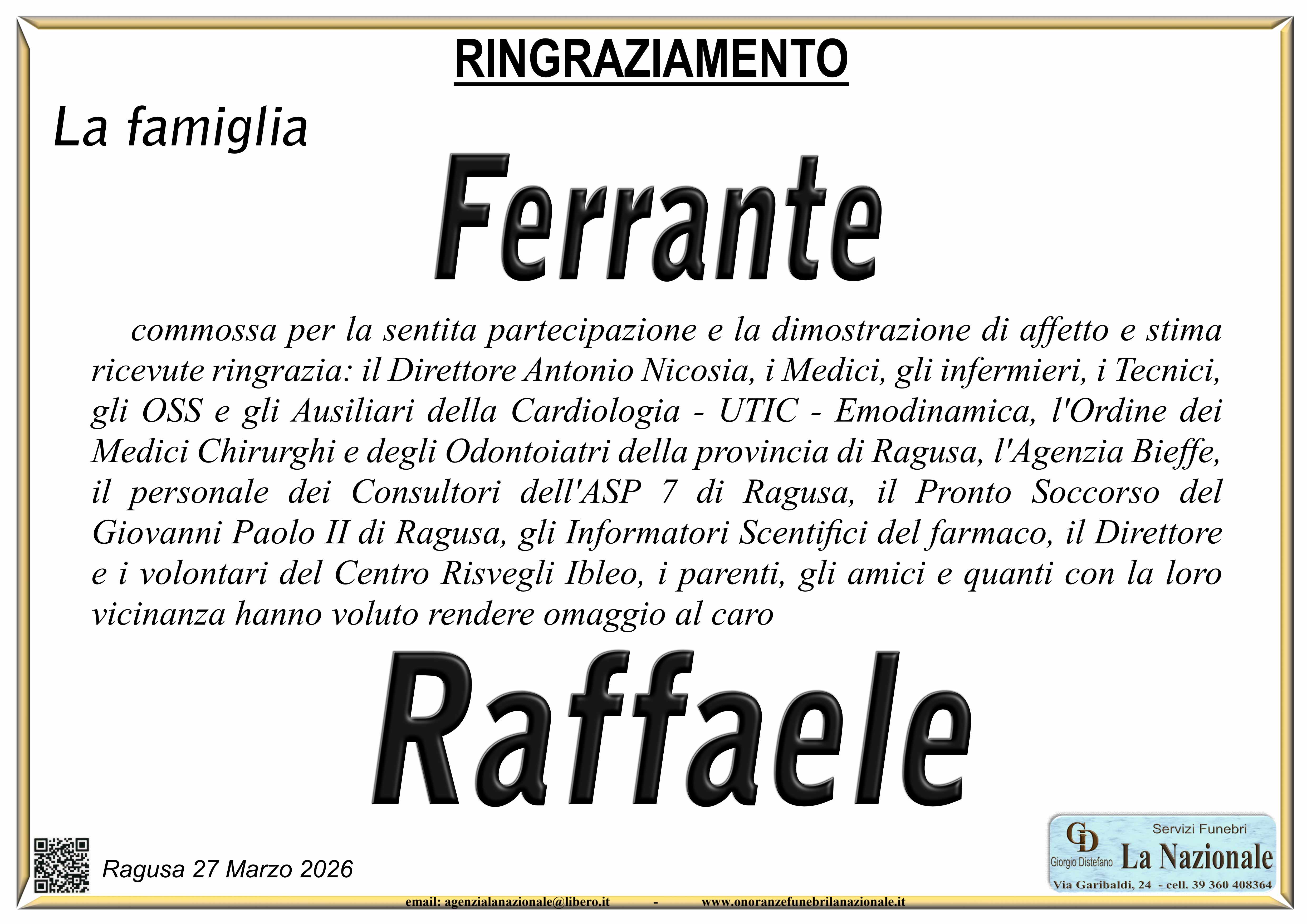Ringraziamento: famiglia Ferrante