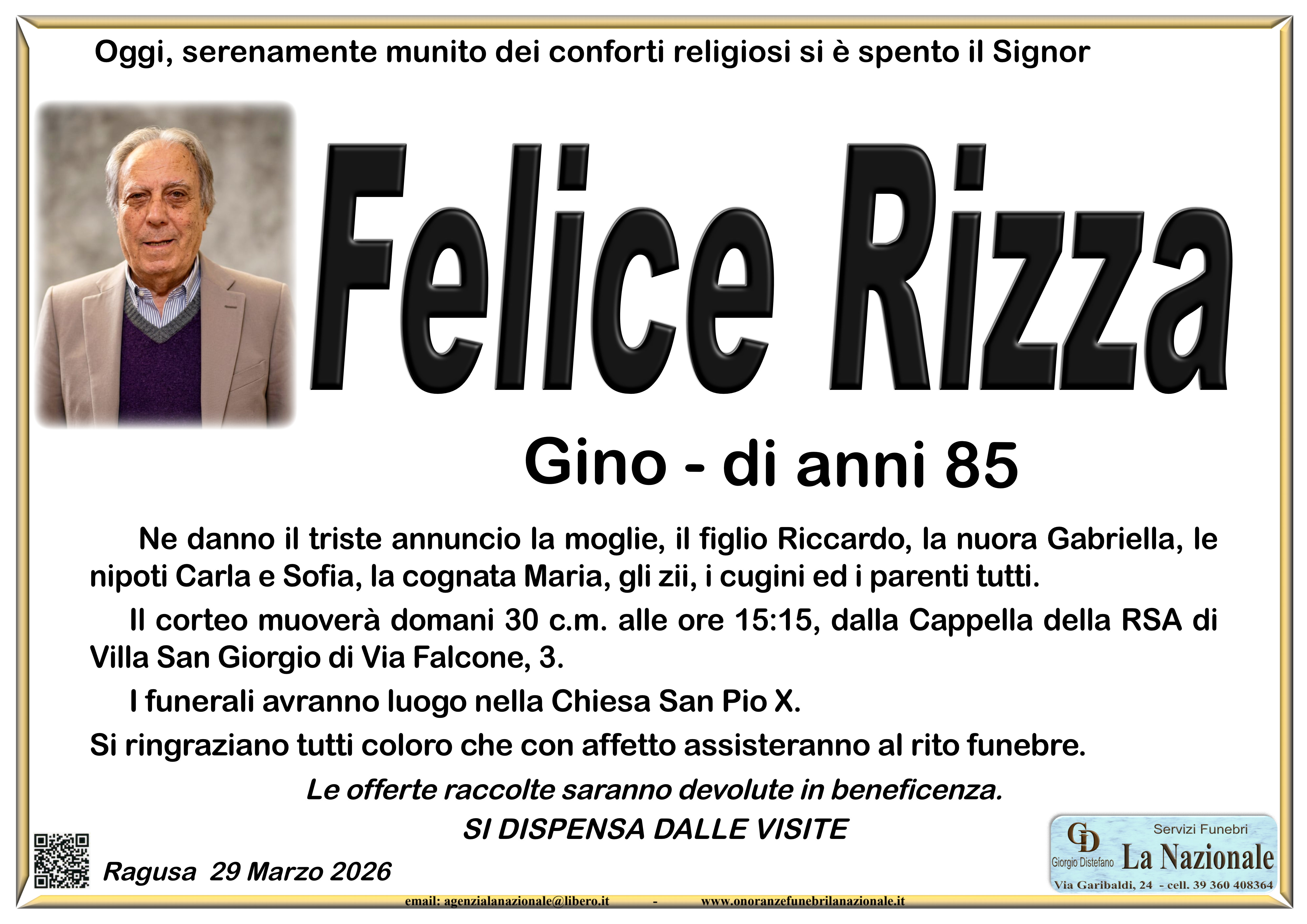 Necrologi: Felice Rizza