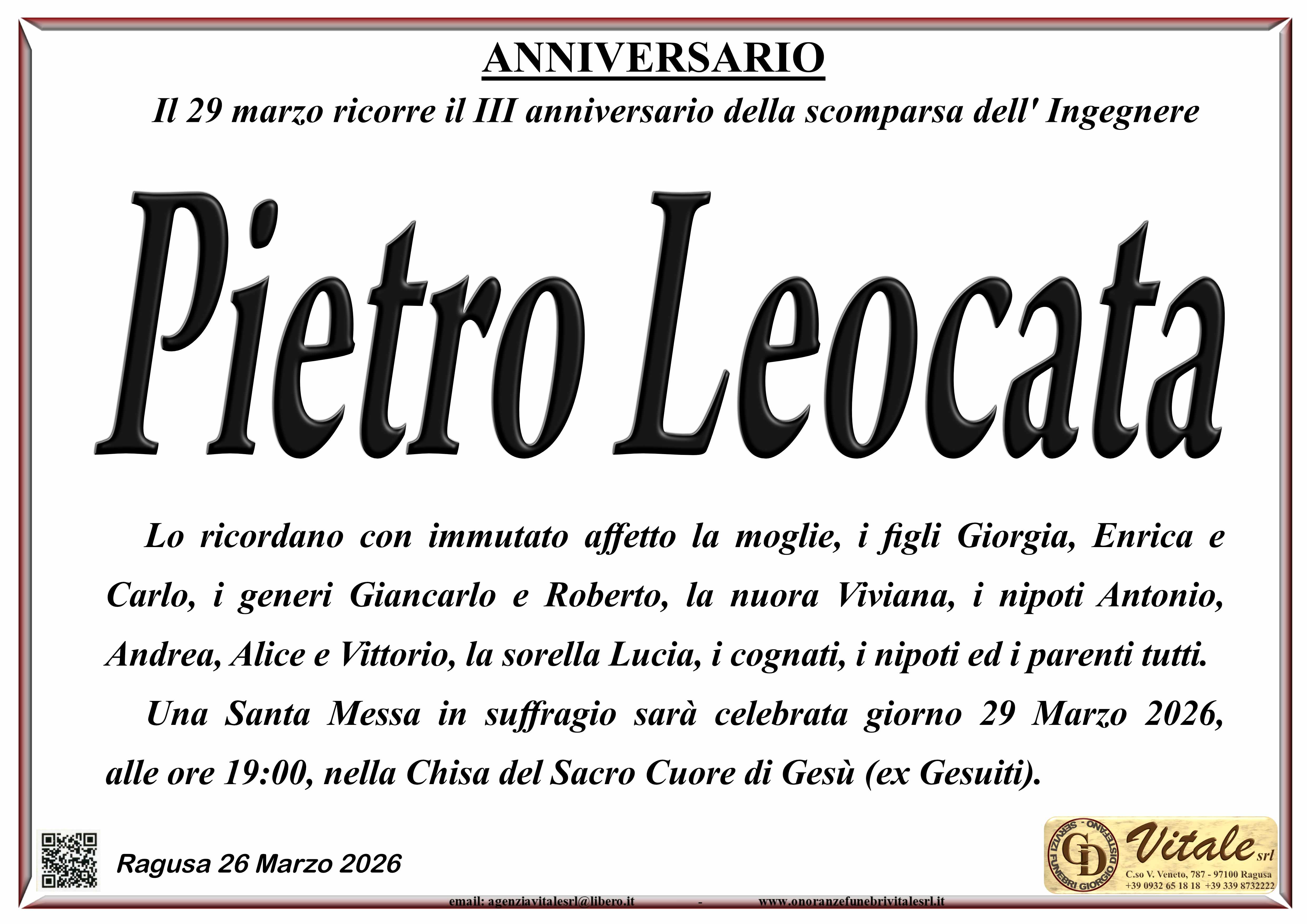 Anniversario: Pietro Leocata