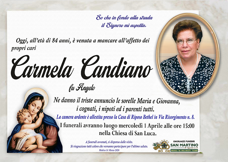 Necrologi: Carmela Candiano