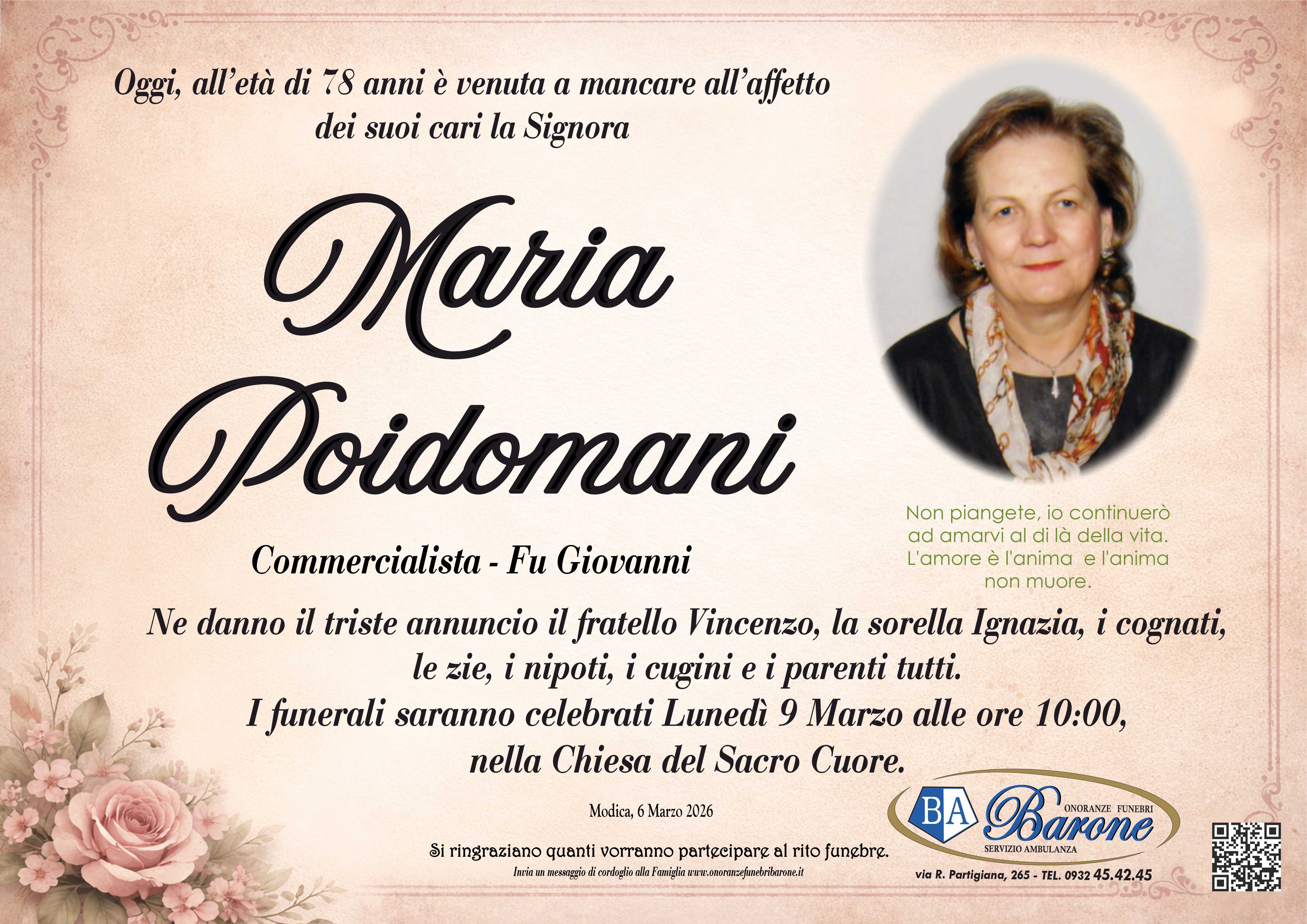Necrologi: Maria Poidomani