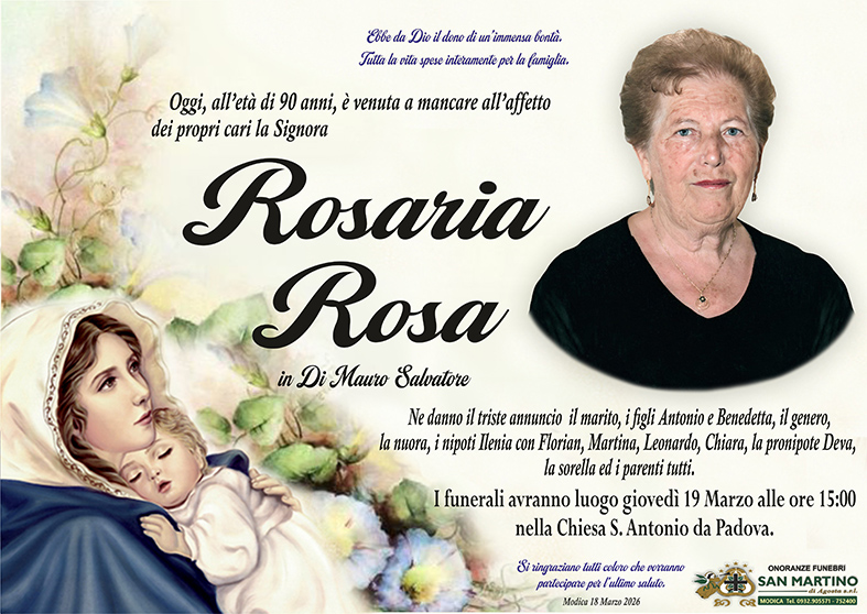 Necrologi: Rosaria Rosa
