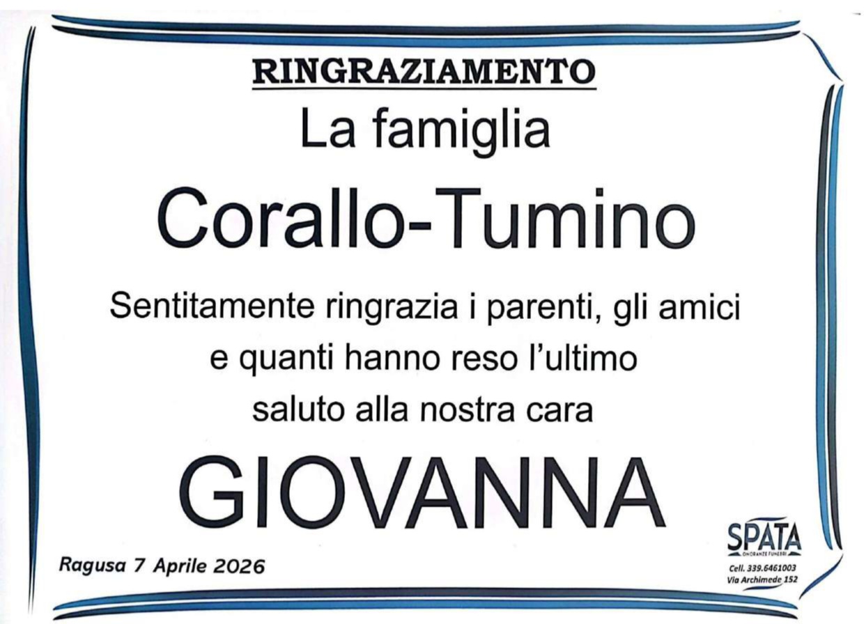 Ringraziamento: famiglia Corallo-Tumino
