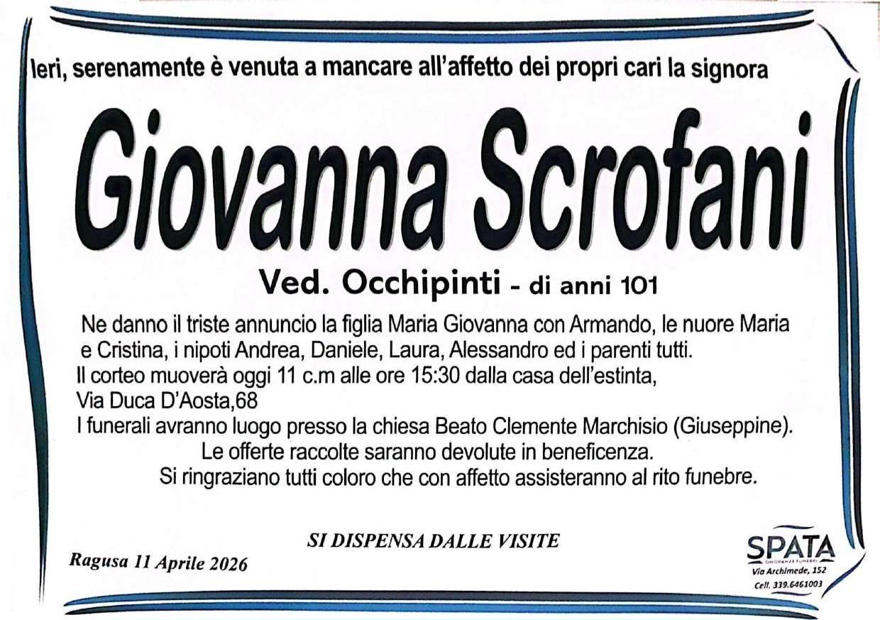 Necrologi: Giovanna Scrofani