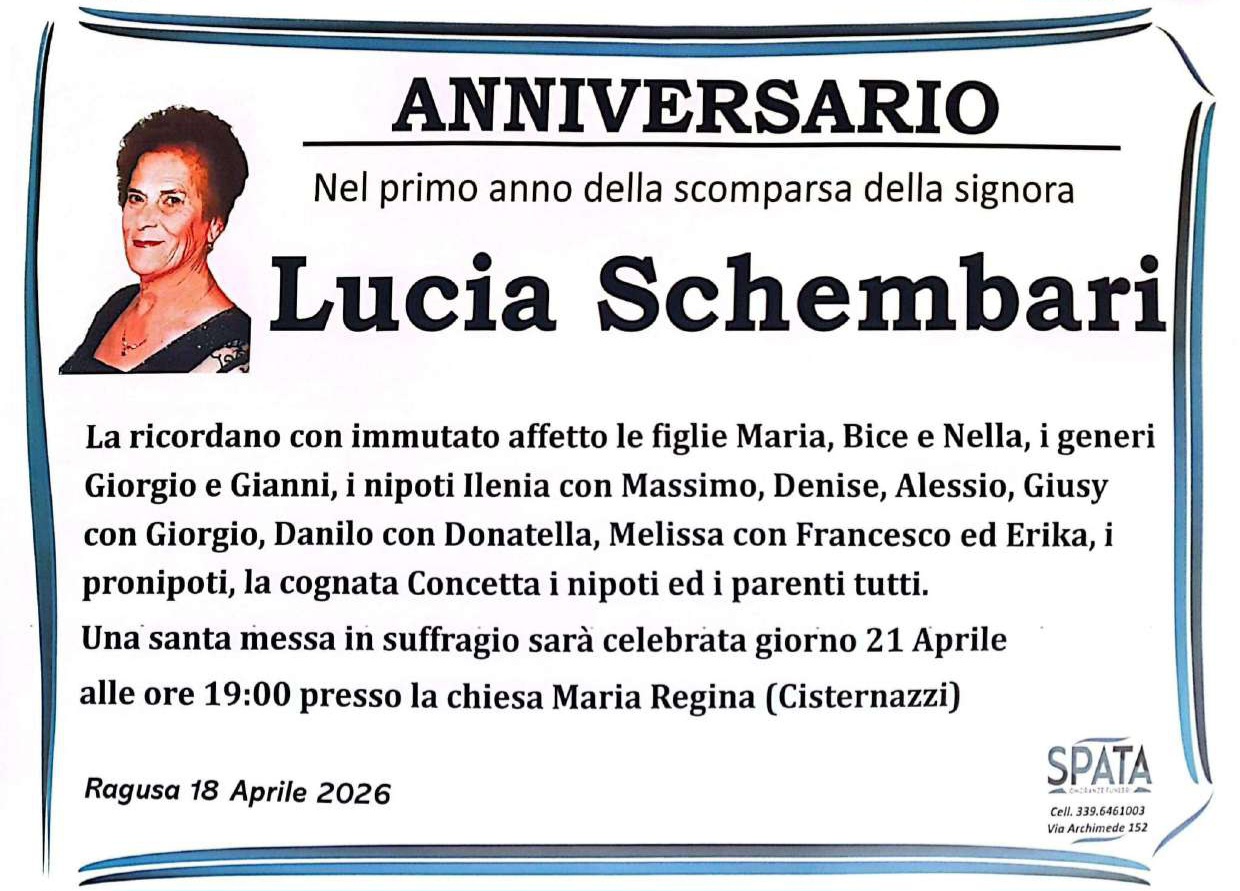 Anniversario: Lucia Schembari