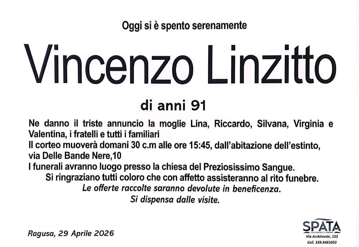 Necrologi: Vincenzo Linzitto