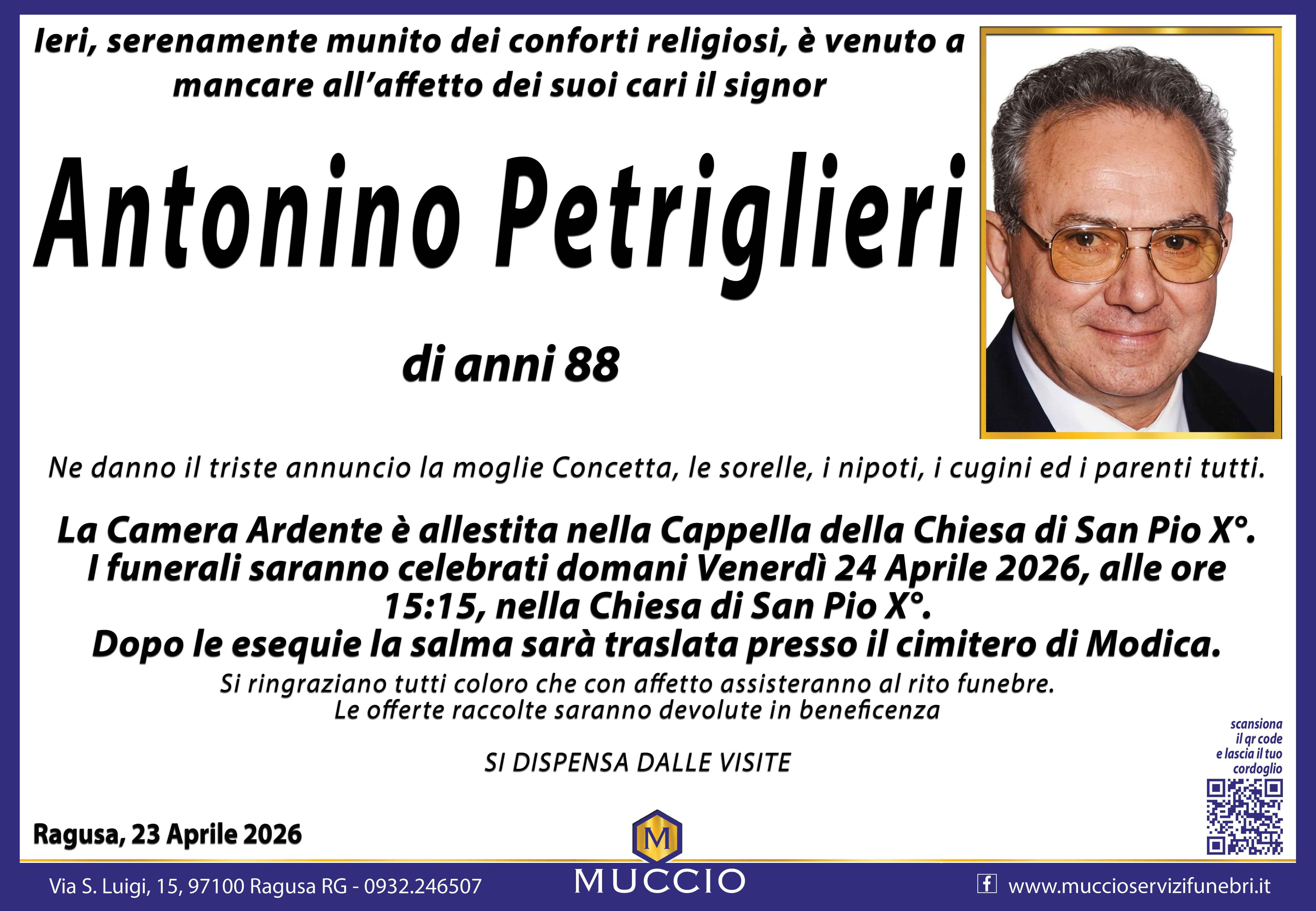 Necrologi: Antonio Petriglieri