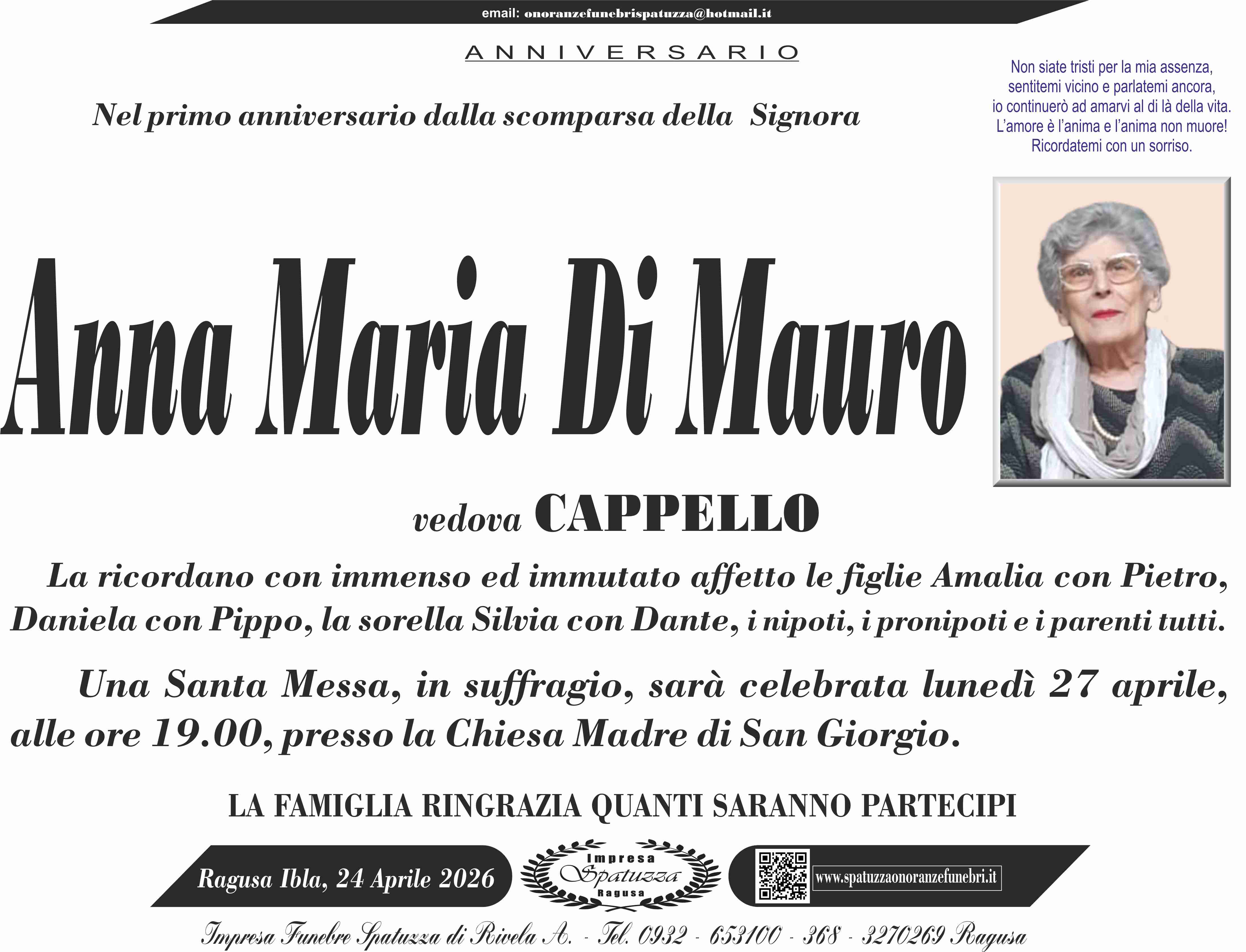 Anniversario: Anna Maria Di Mauro