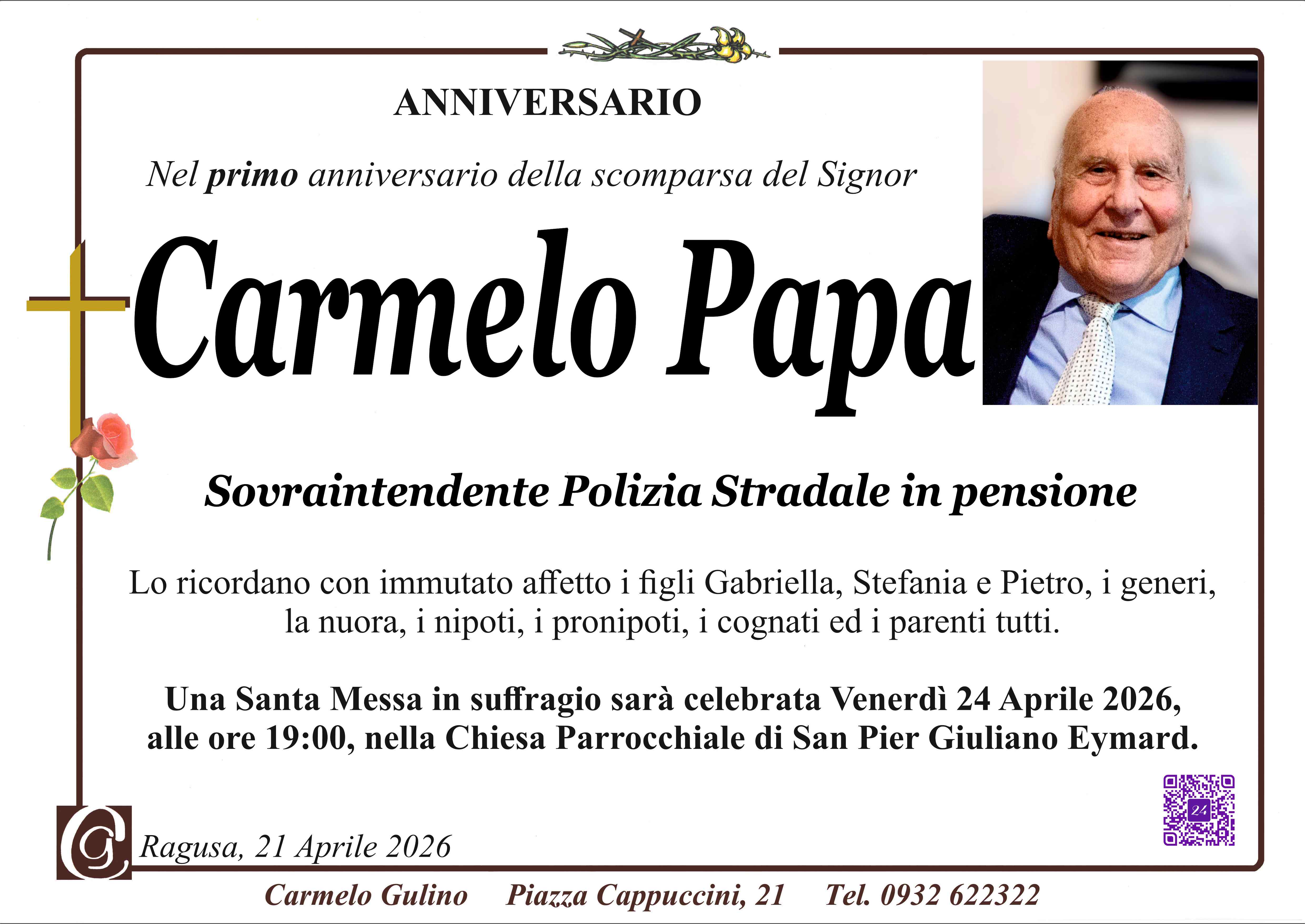 Anniversario: Carmelo Papa
