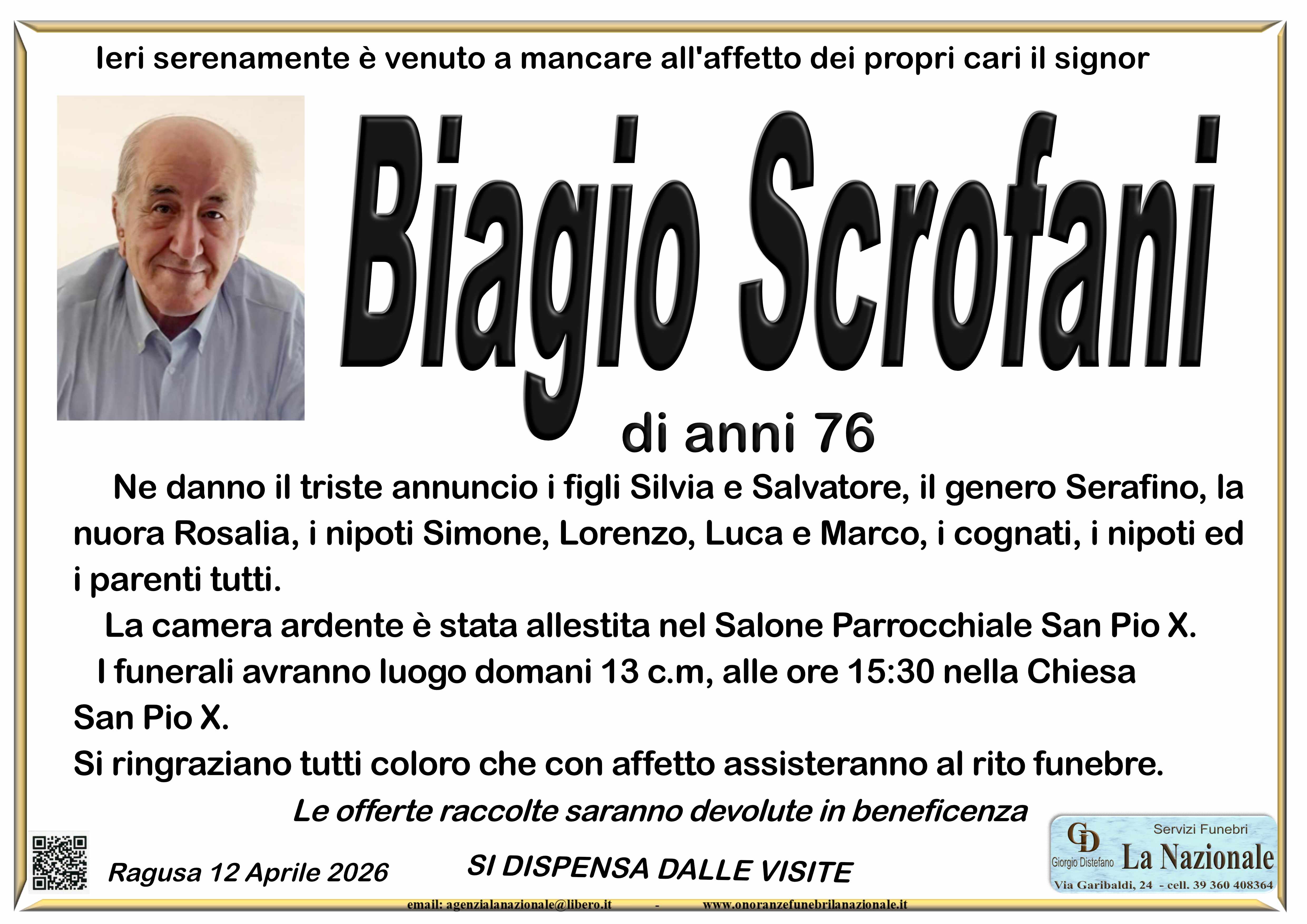 Necrologi: Biagio Scrofani