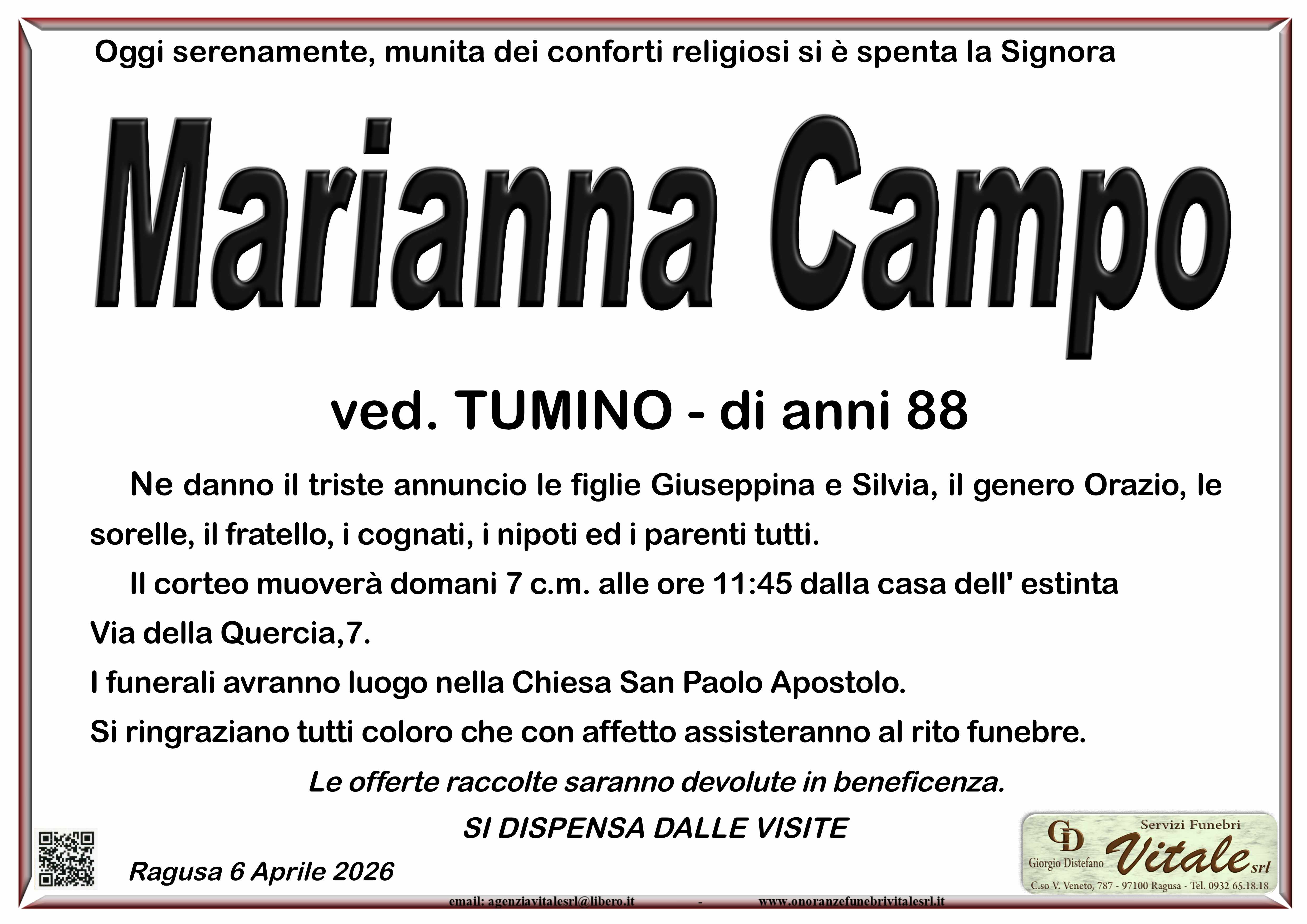 Necrologi: Marianna Campo