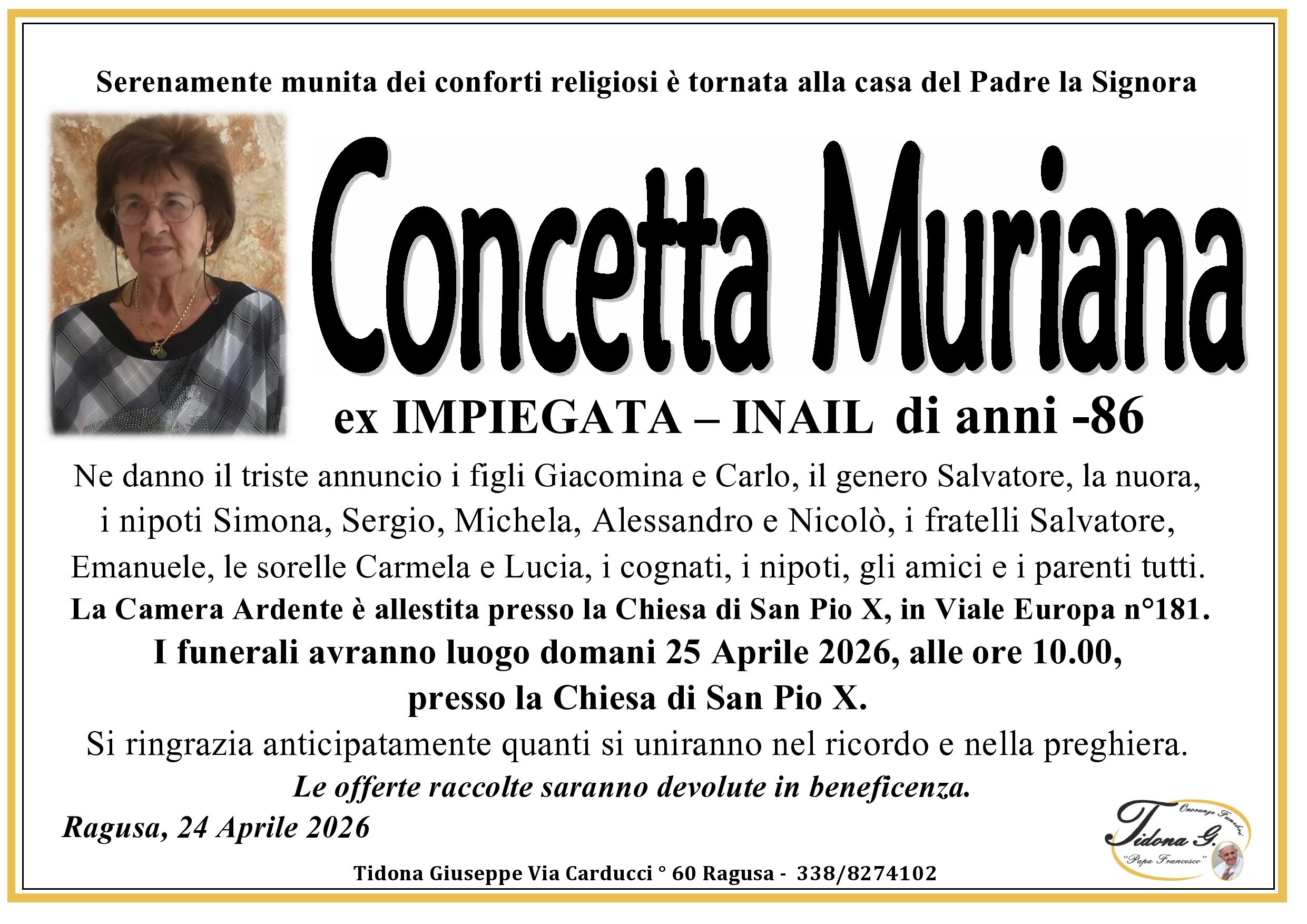 Necrologi: Concetta Muriana