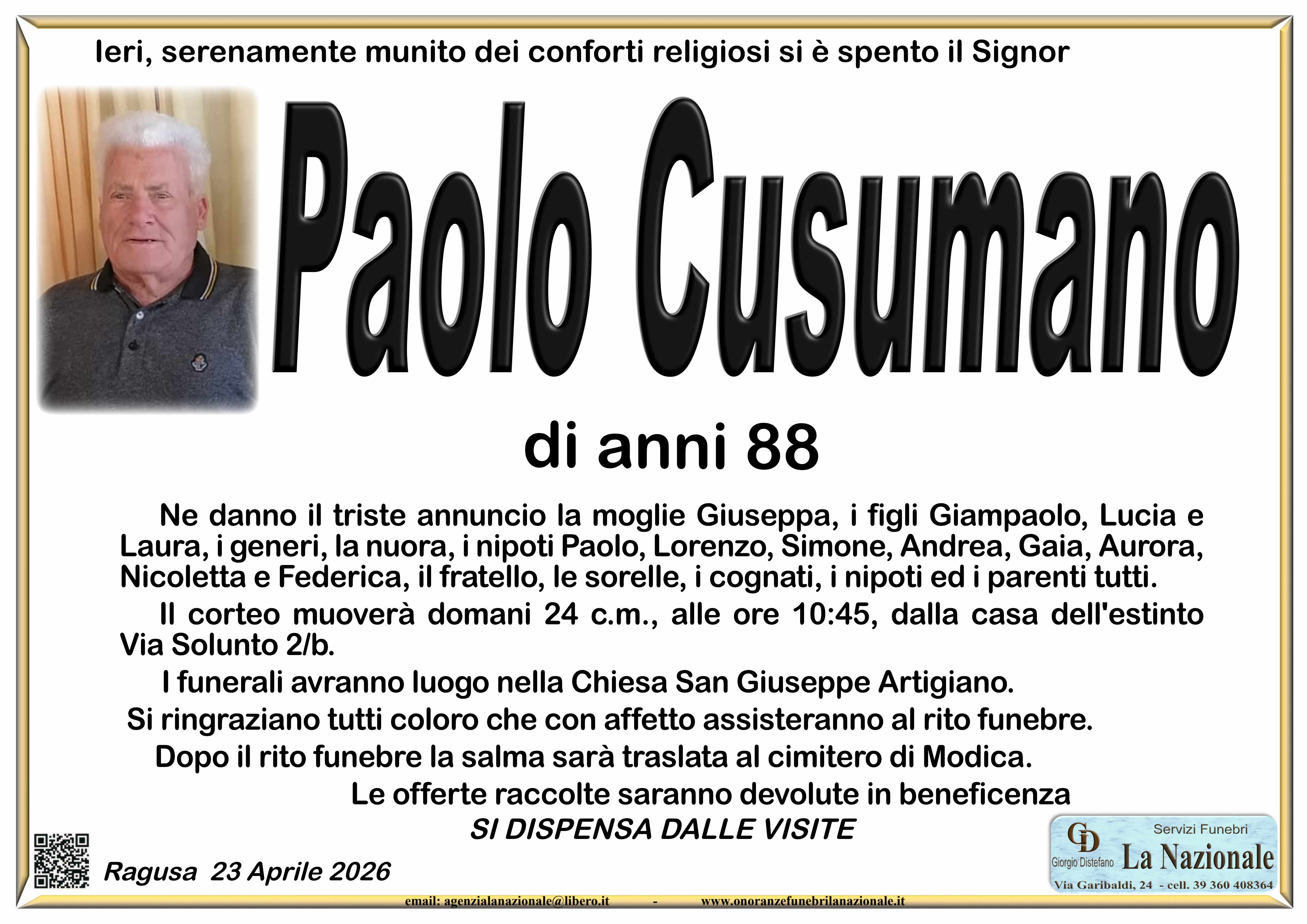 Necrologi: Paolo Cusumano