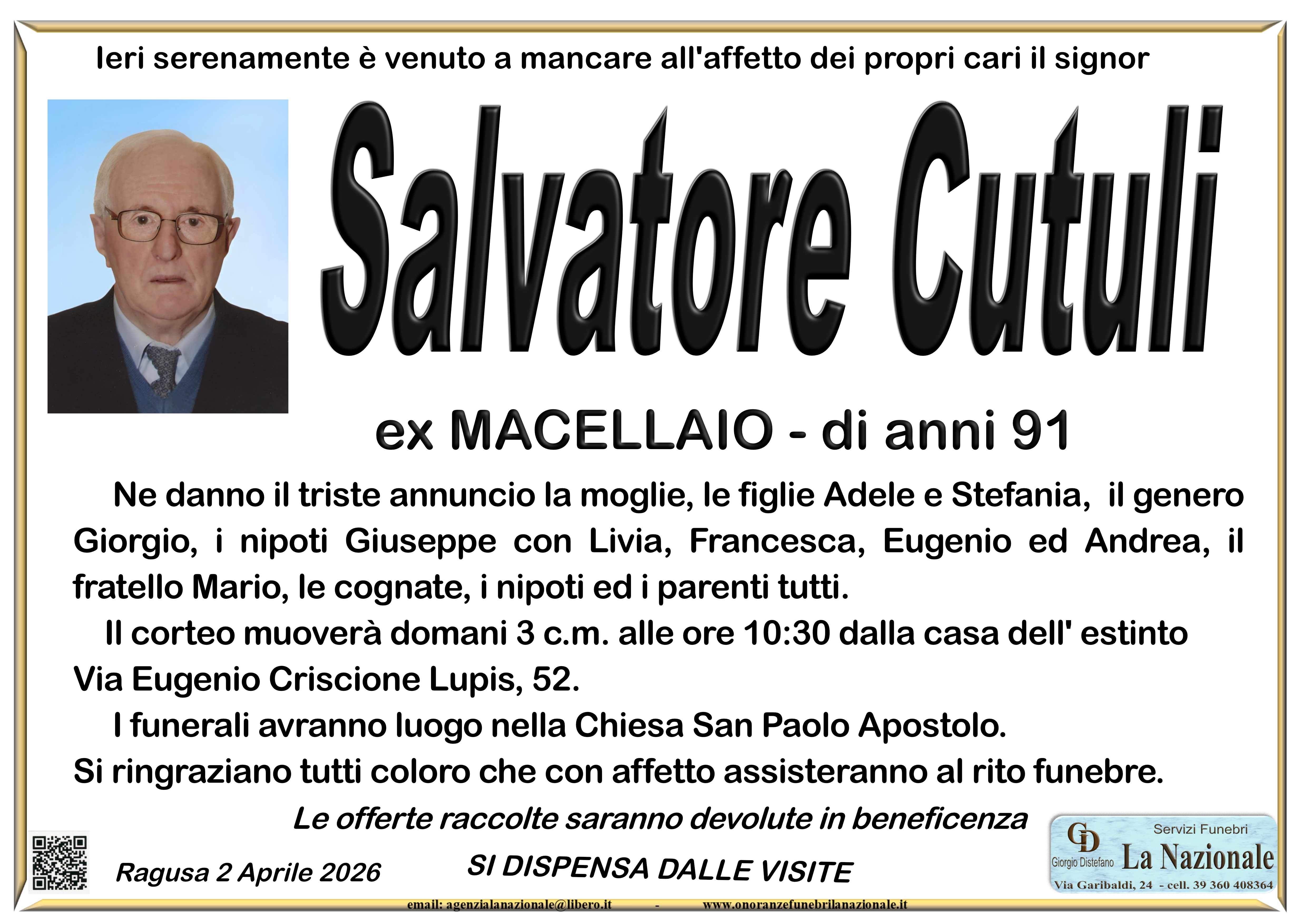 Necrologi: Salvatore Cutuli