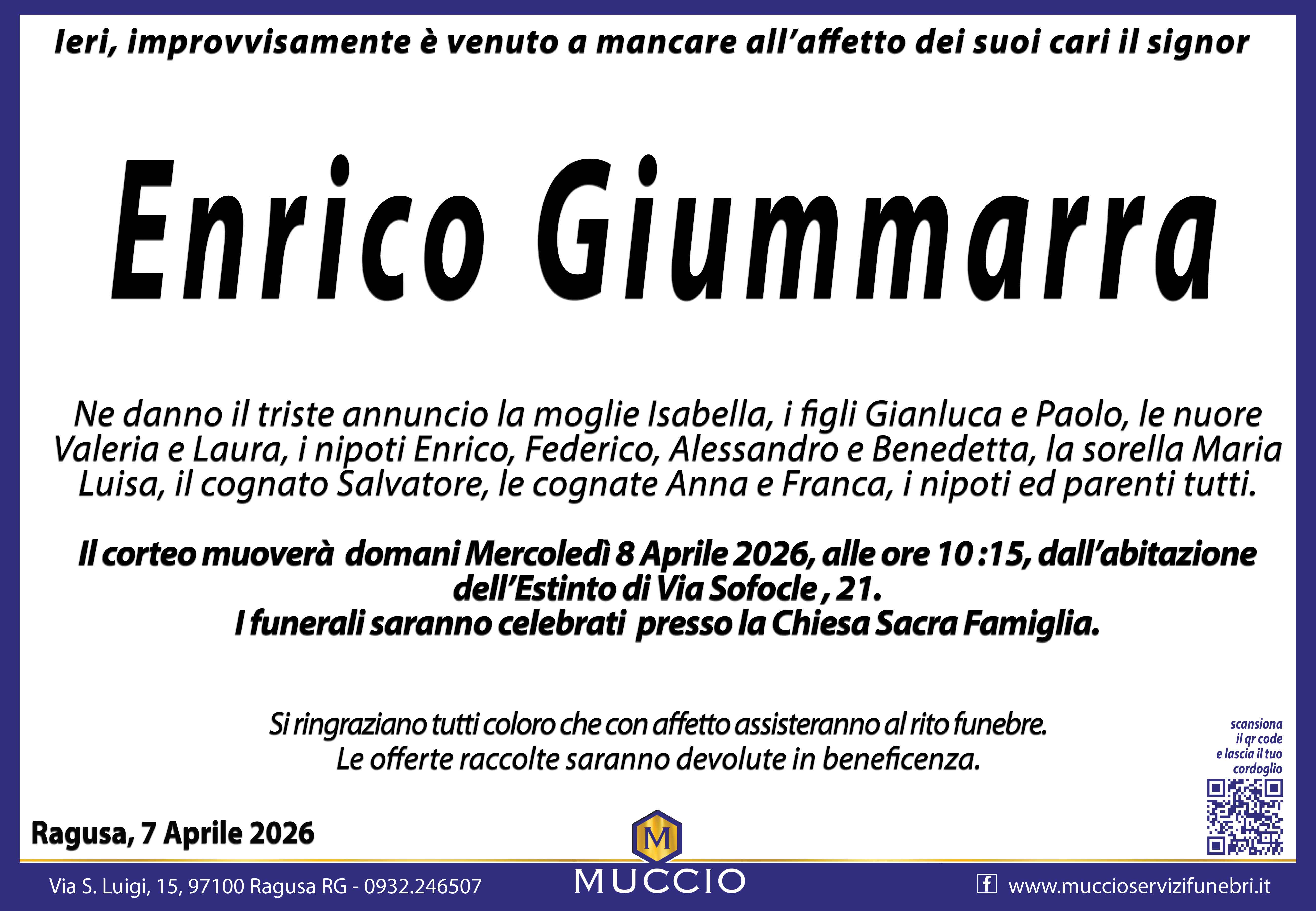 Necrologi: Enrico Giummarra