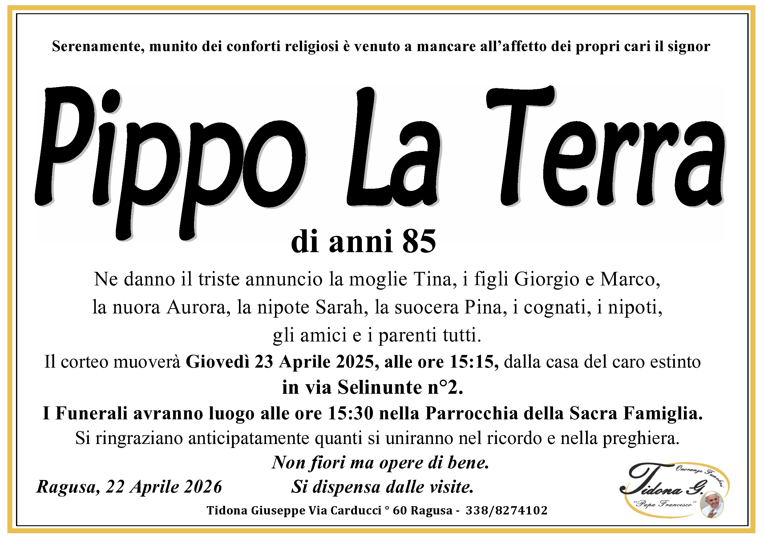 Necrologi: Pippo La Terra