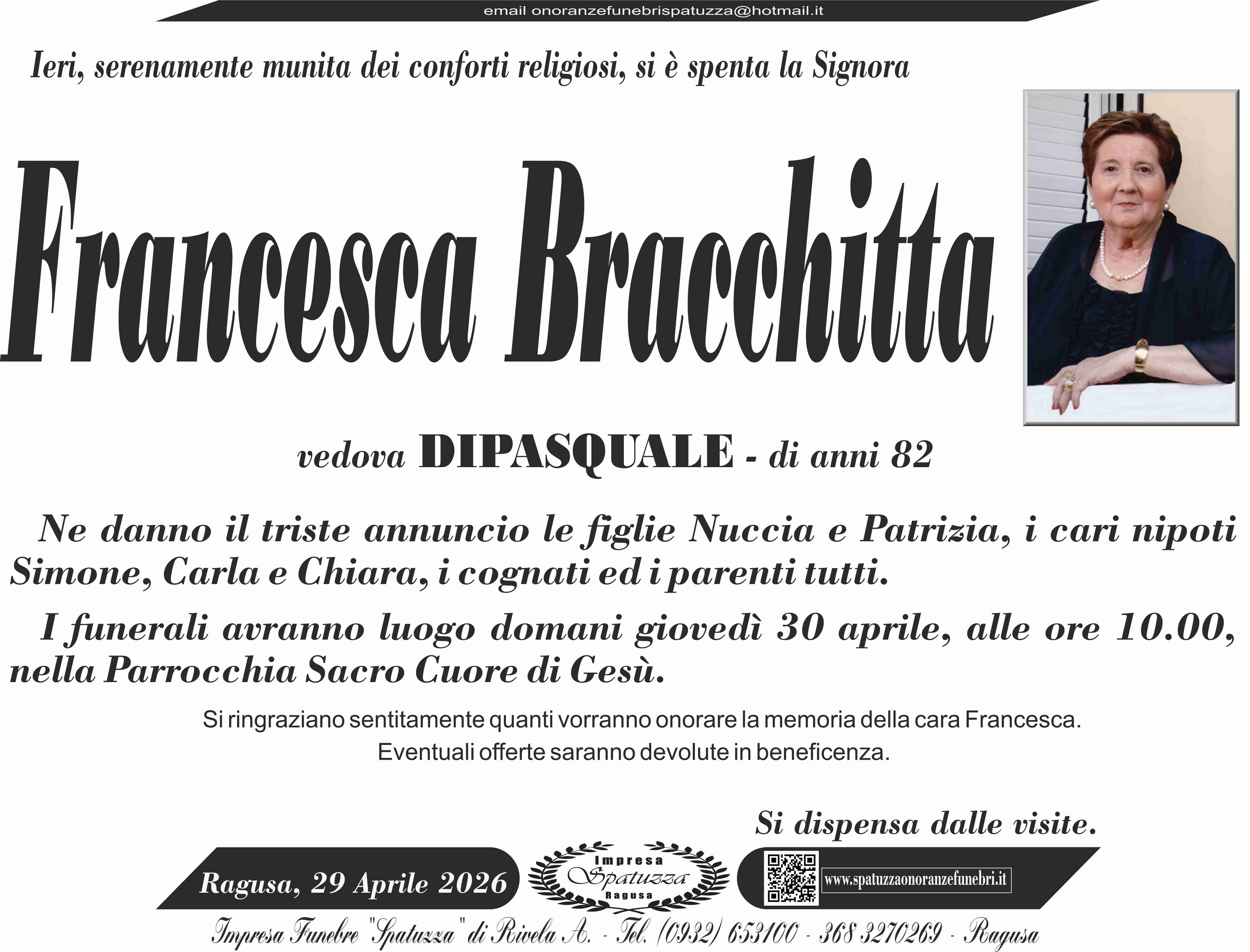 Necrologi: Francesca Bracchitta