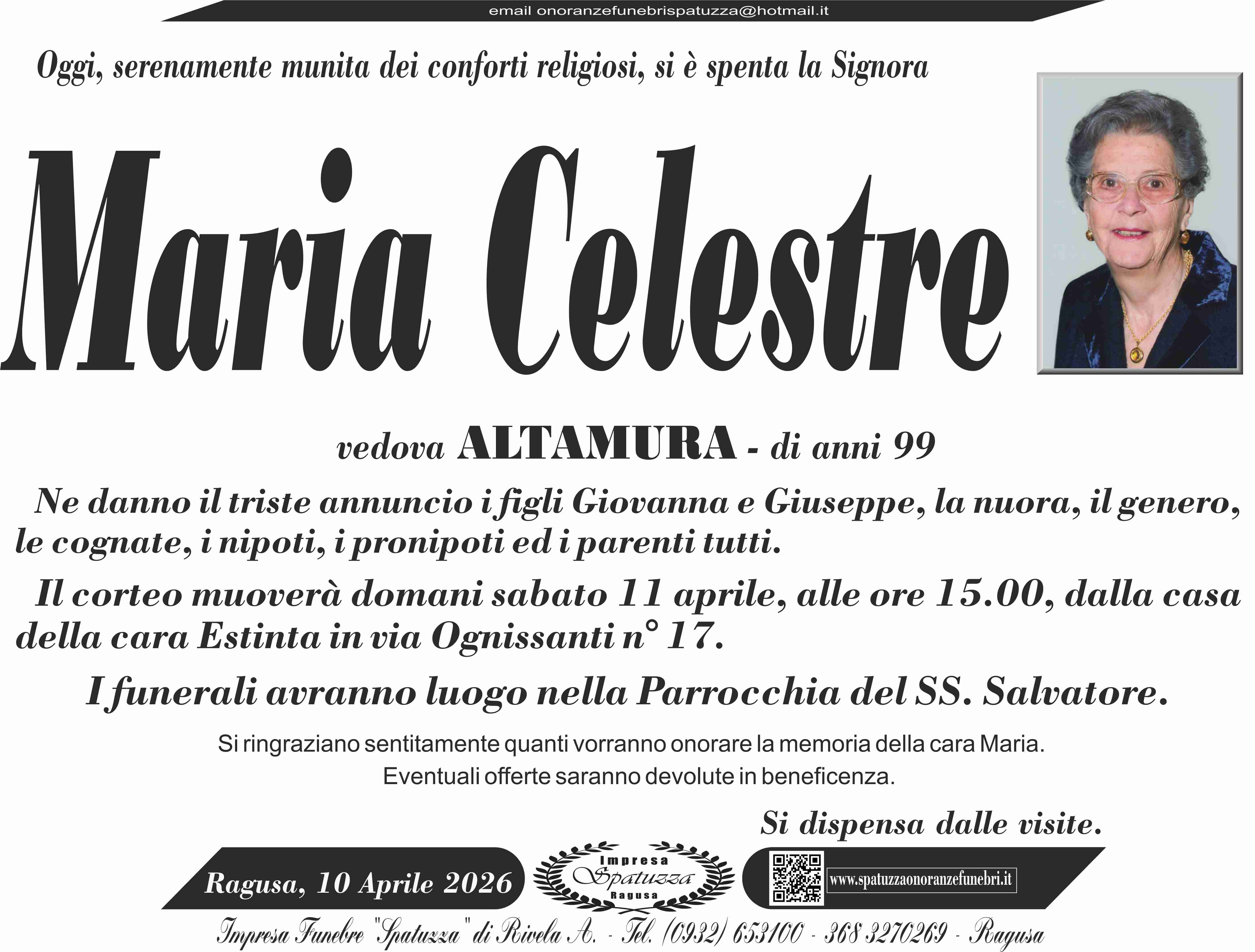 Necrologi: Maria Celestre
