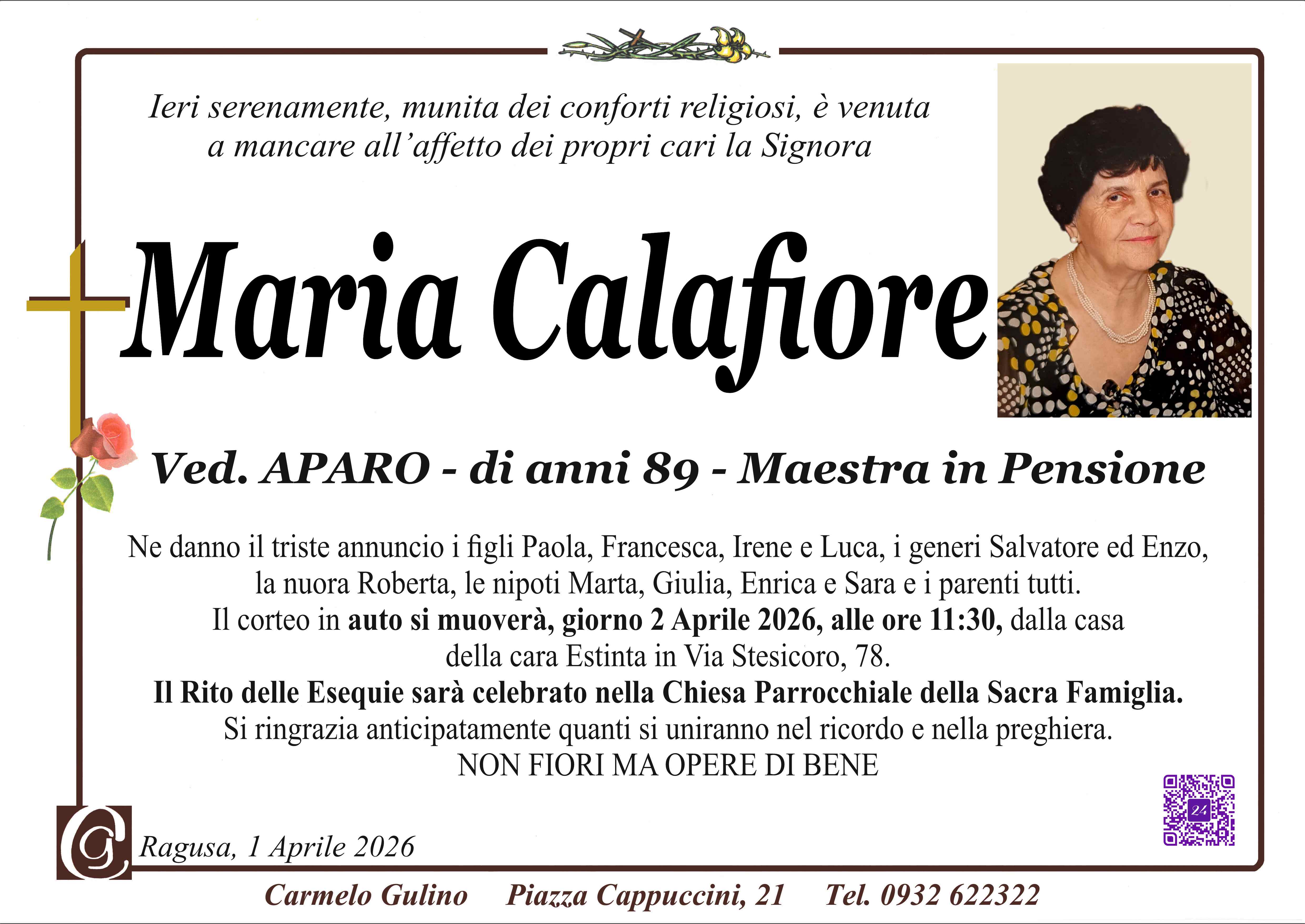 Necrologi: Maria Calafiore