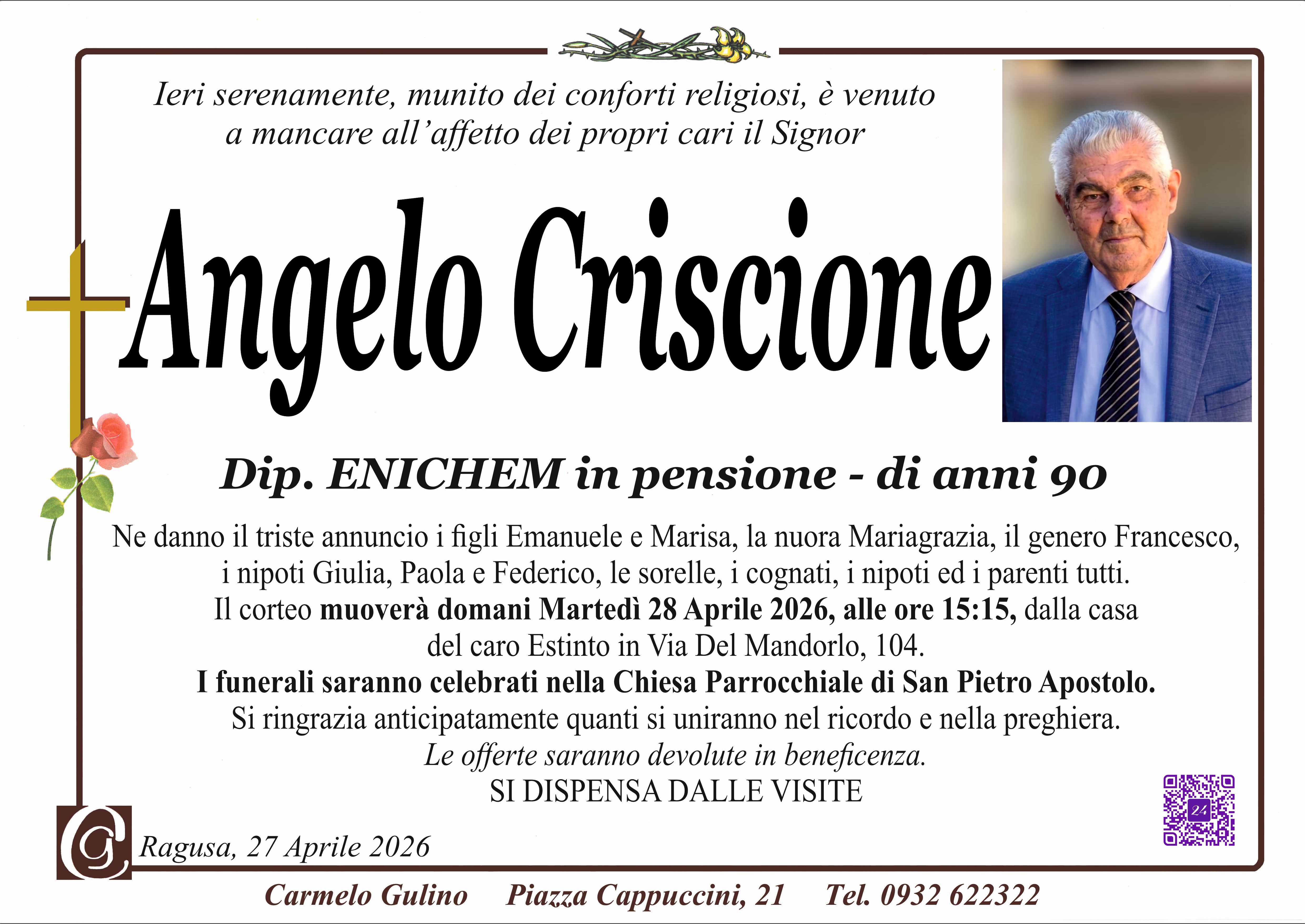 Necrologi: Angelo Criscione