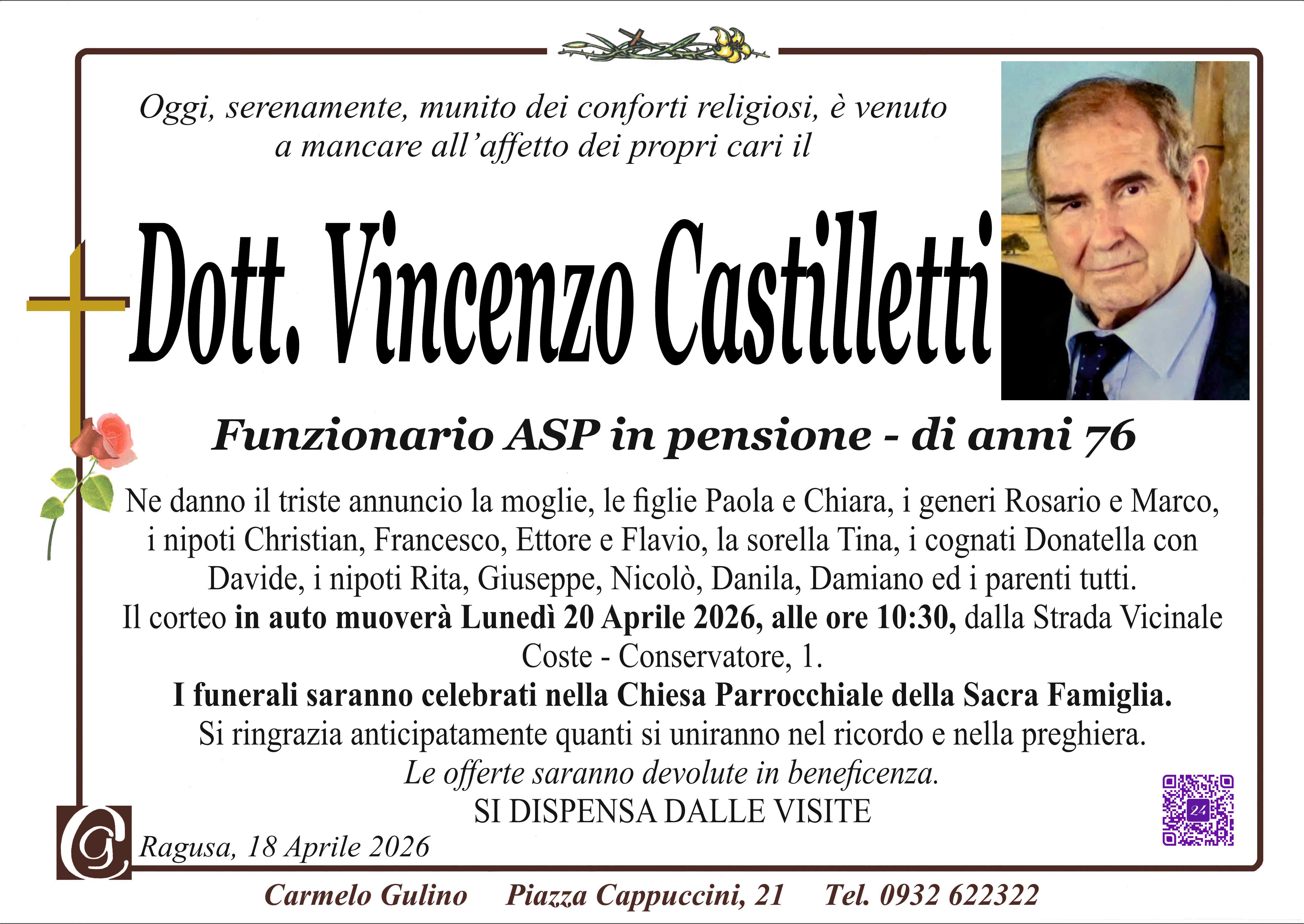 Necrologi: Vincenzo Castilletti