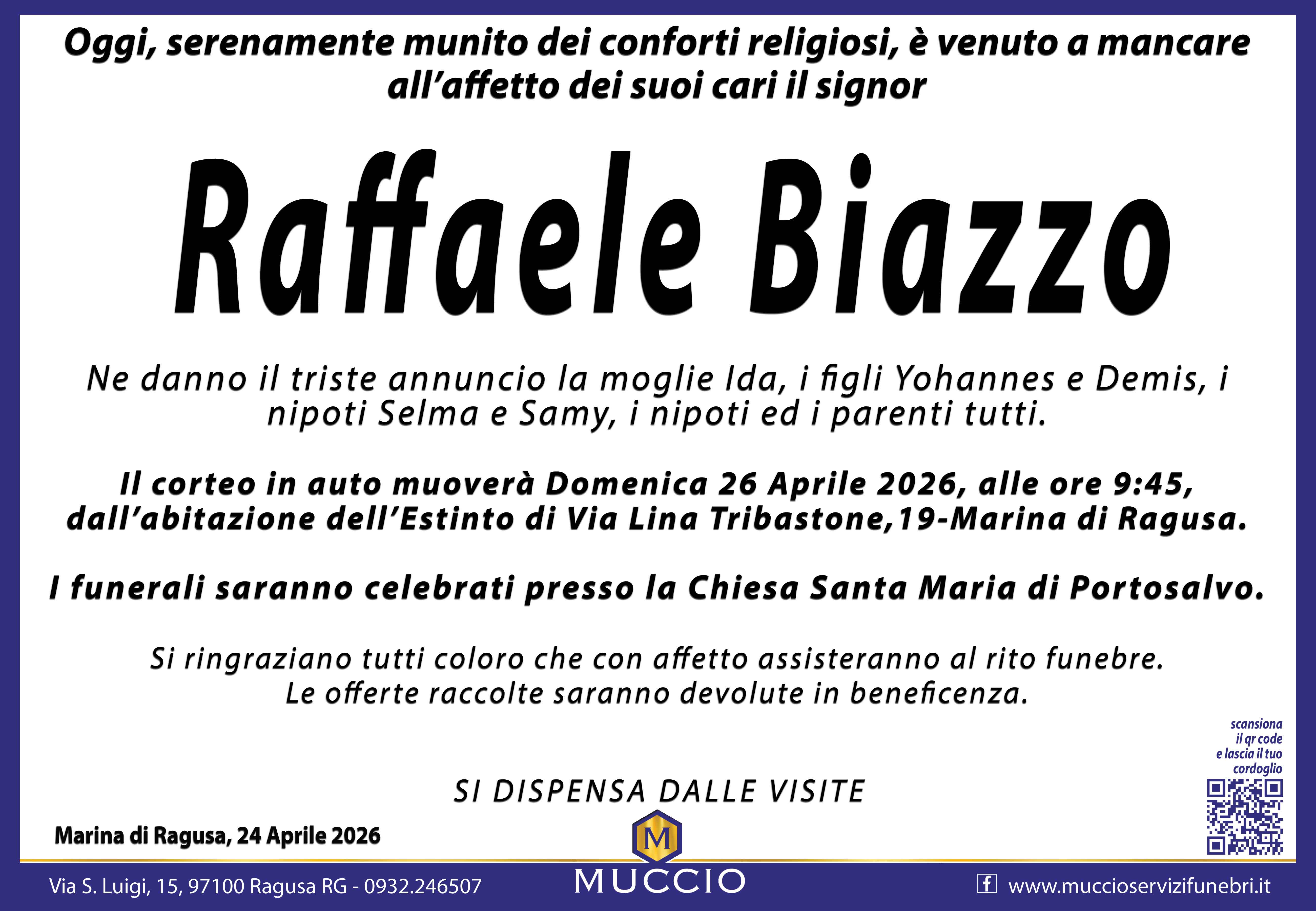 Necrologi: Raffaele Biazzo