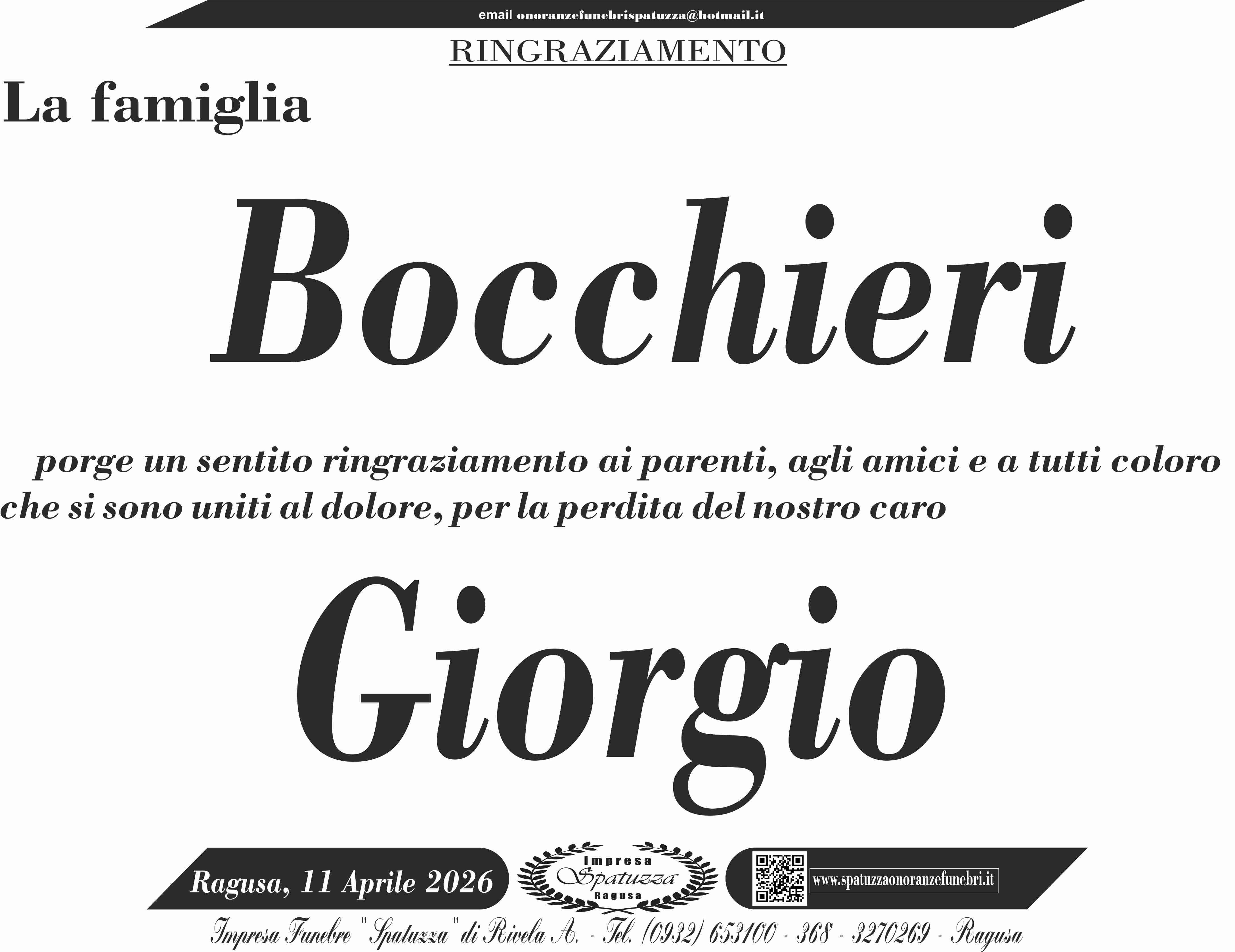 Ringraziamento: famiglia Bocchieri