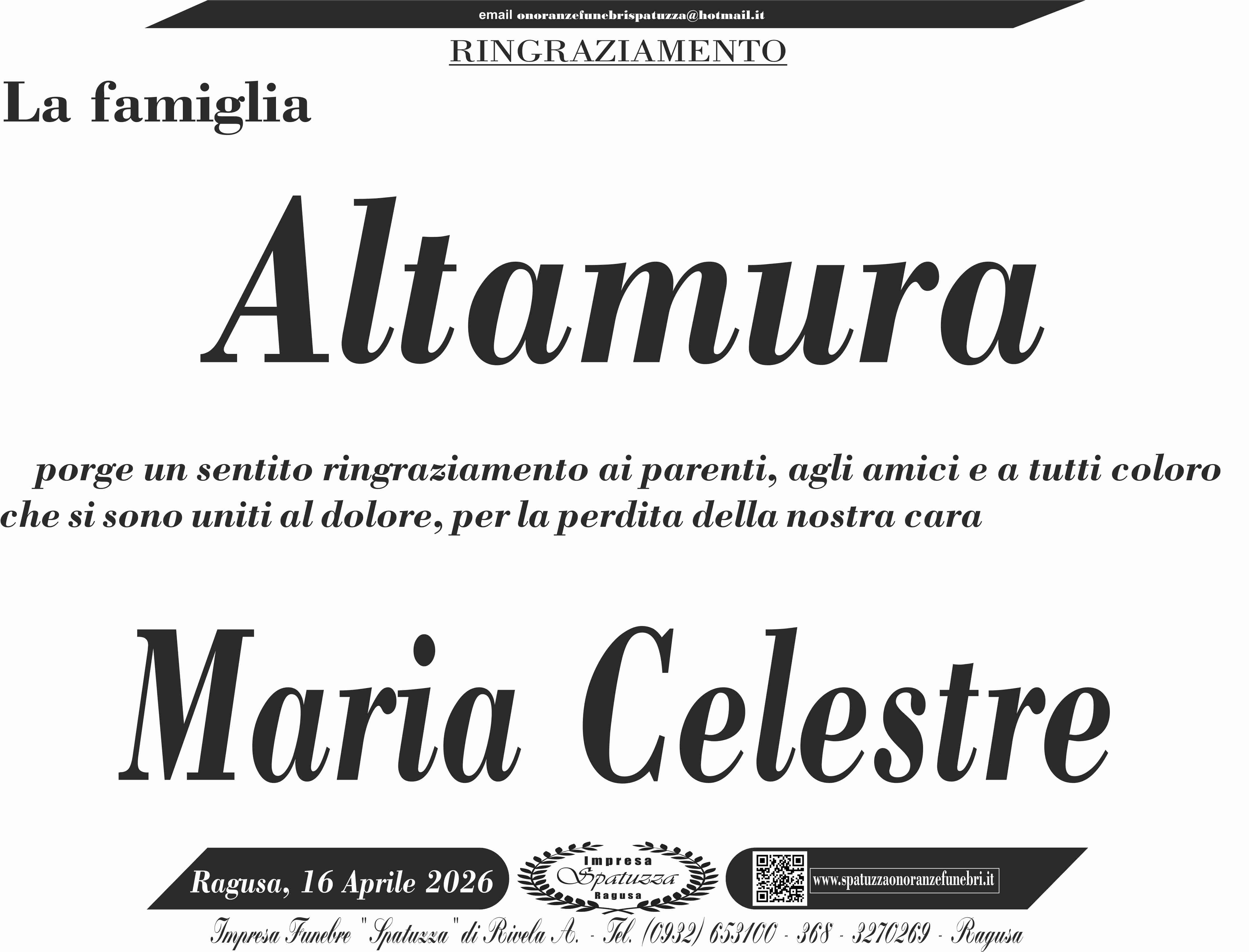 Ringraziamento: famiglia Altamura